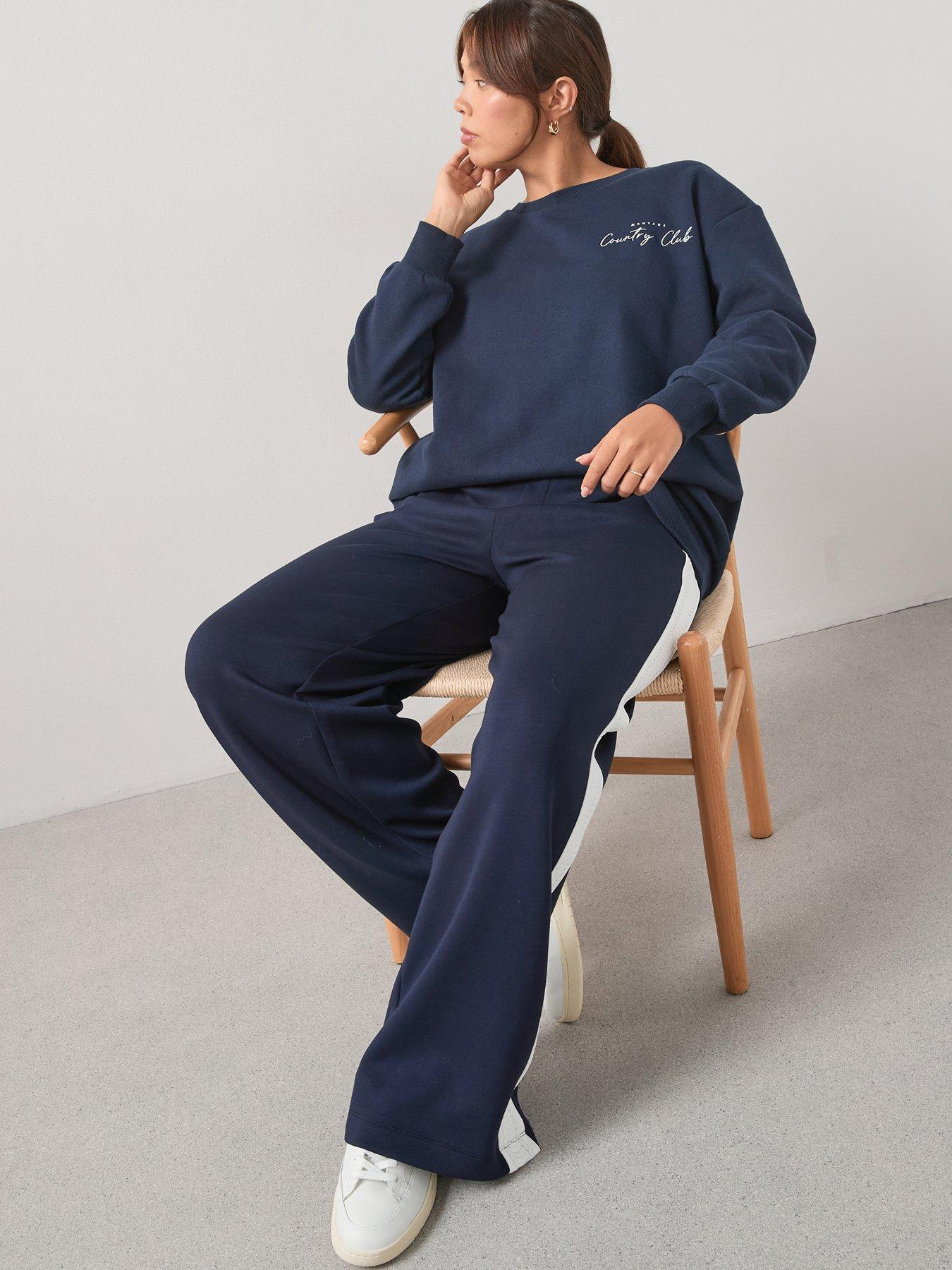 Image 4 of 6 of V by Very Curve Longline Slogan Sweat - Navy