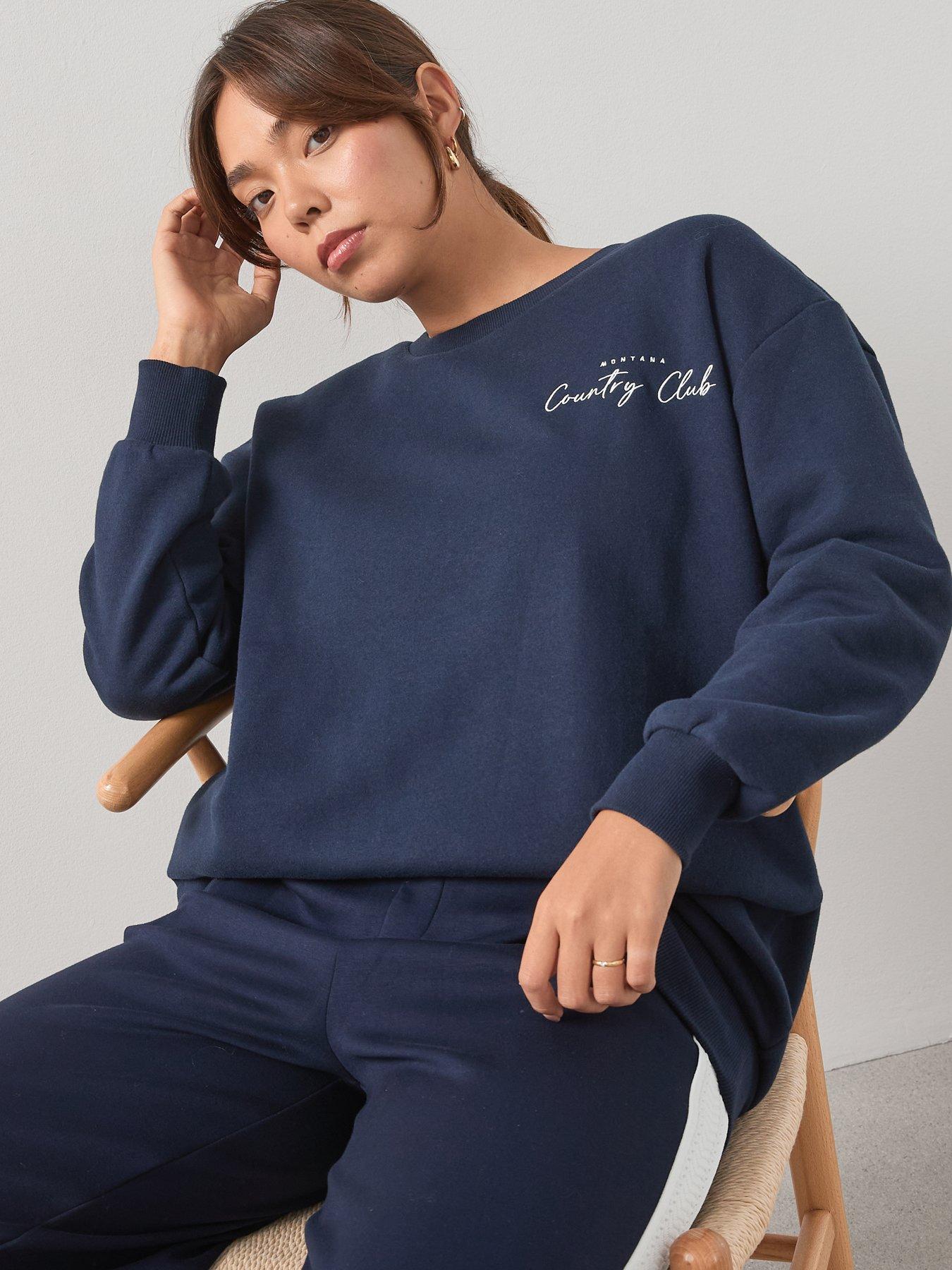Image 6 of 6 of V by Very Curve Longline Slogan Sweat - Navy