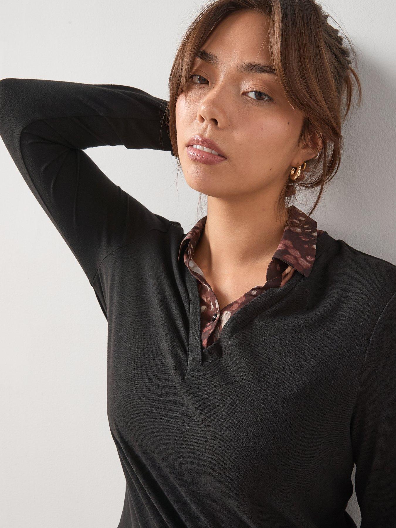 Image 4 of 6 of V by Very Curve 2 In 1 Top - Black