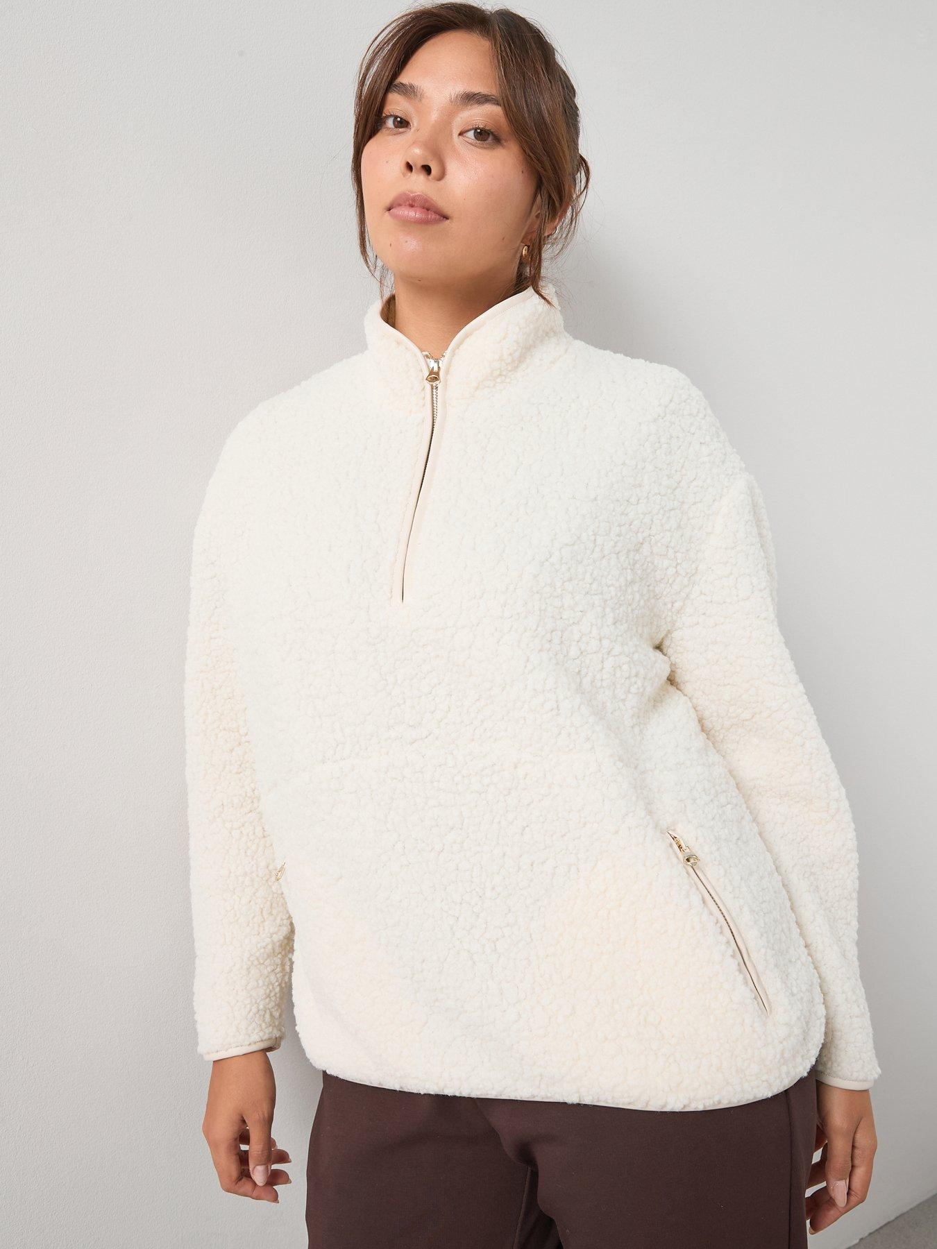 Image 1 of 7 of V by Very Curve Fleece Half Zip Sweat - Cream