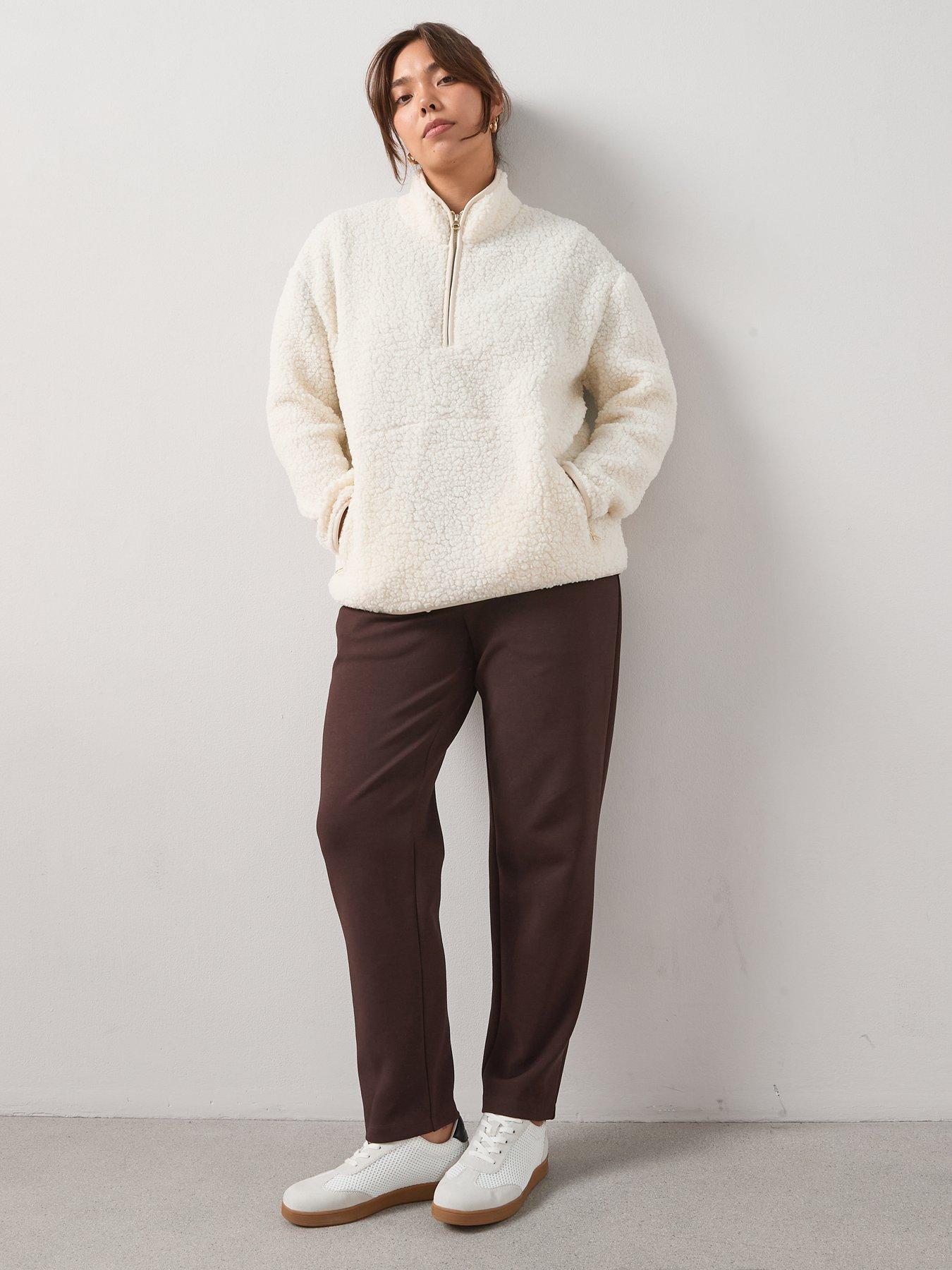 Image 3 of 7 of V by Very Curve Fleece Half Zip Sweat - Cream
