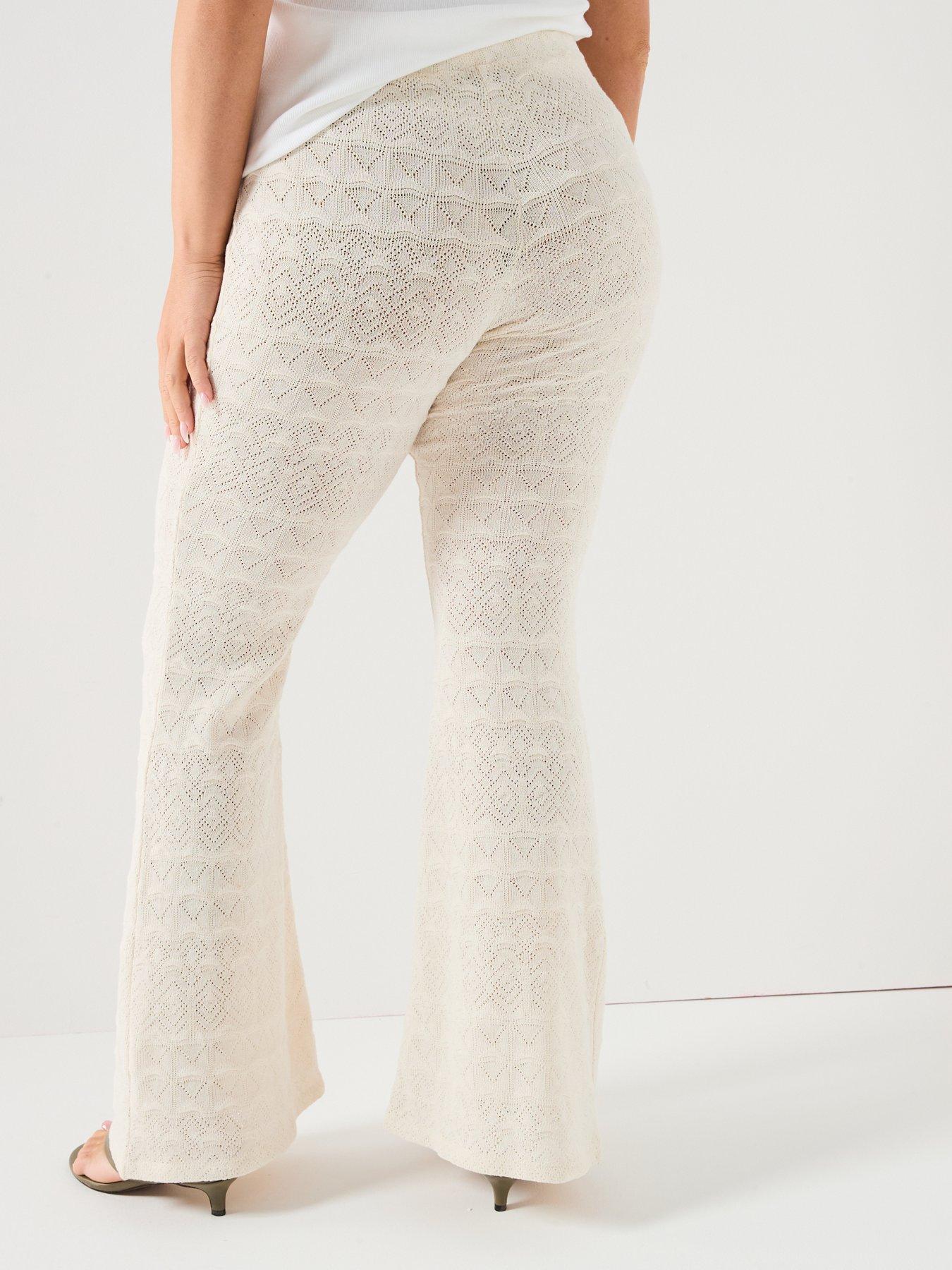Image 2 of 5 of V by Very Curve Crochet Kickflare Trousers - Cream