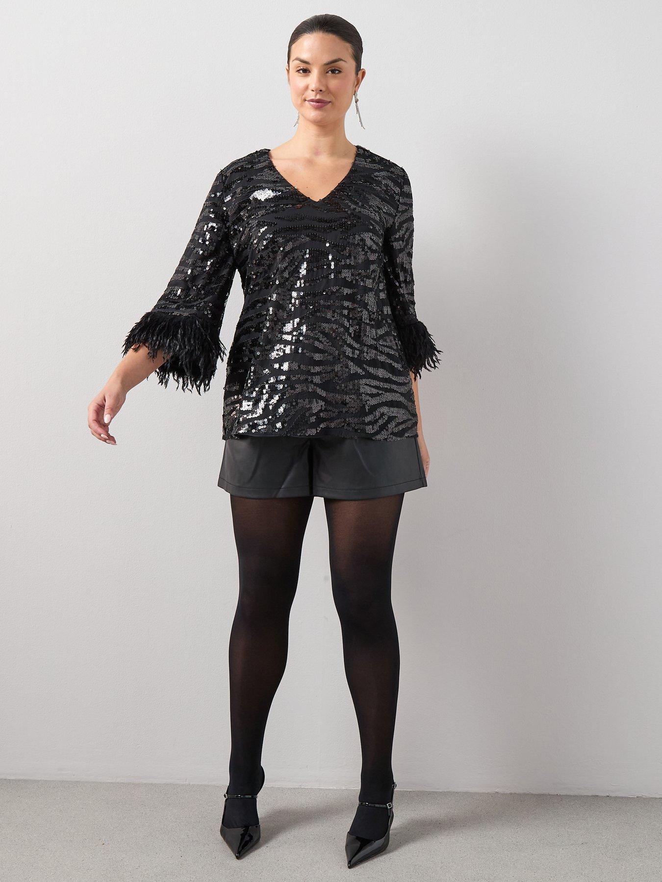 the-very-collection-curve-deep-v-a-line-sequin-tunic-black