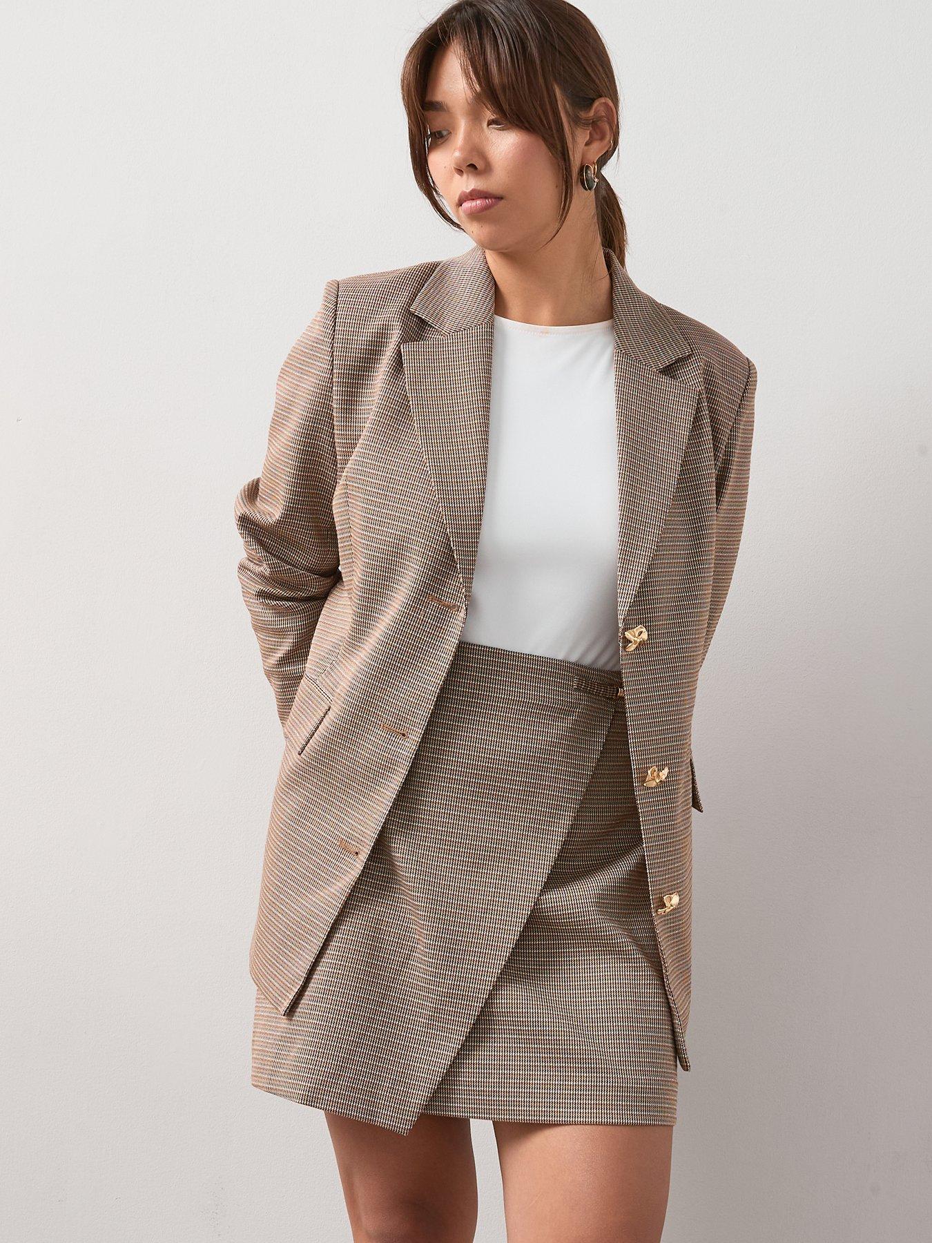 undefined Check Longline Blazer - Multi