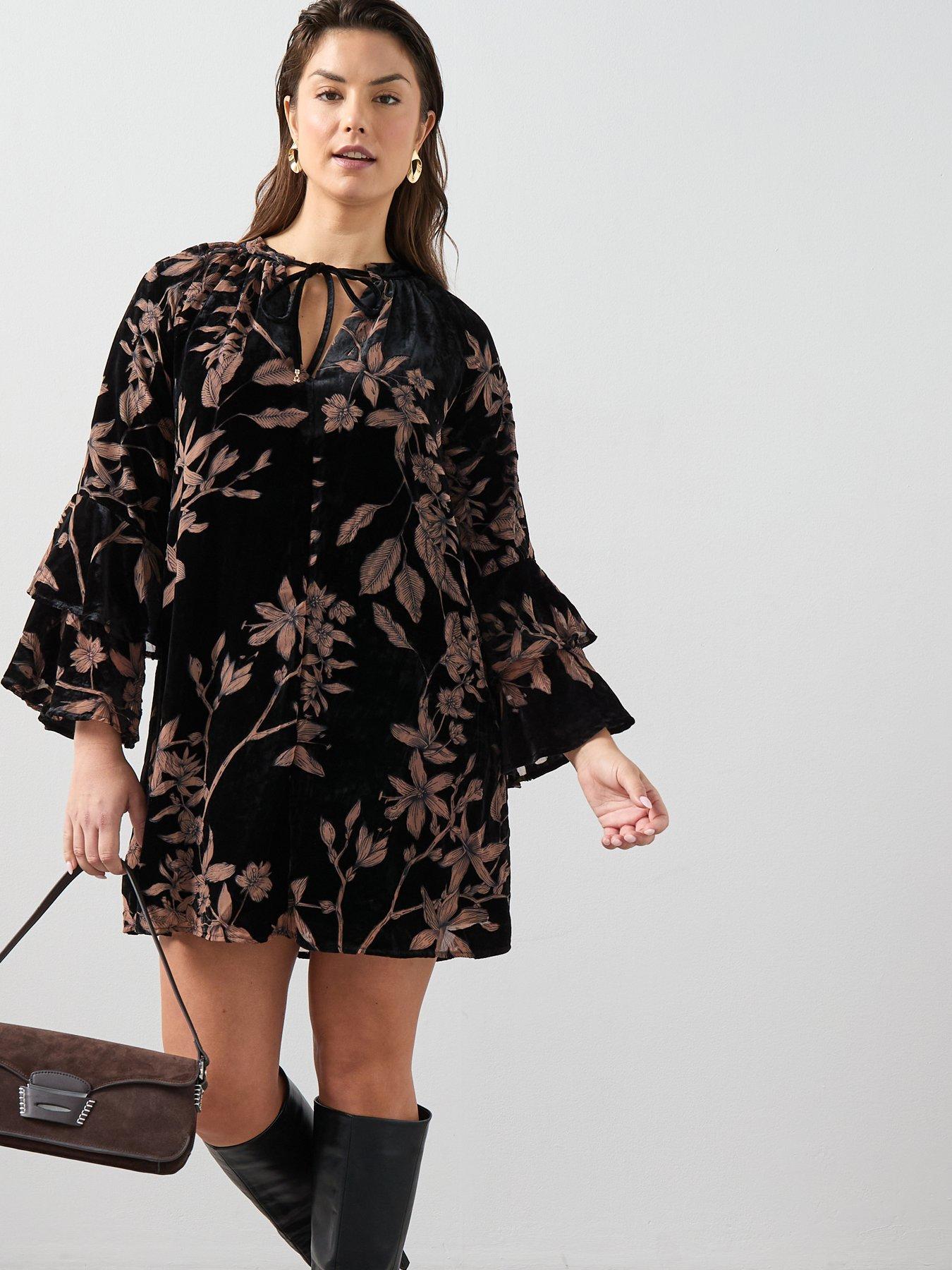 the-very-collection-curve-curve-devore-ruffle-sleeve-smock-dress