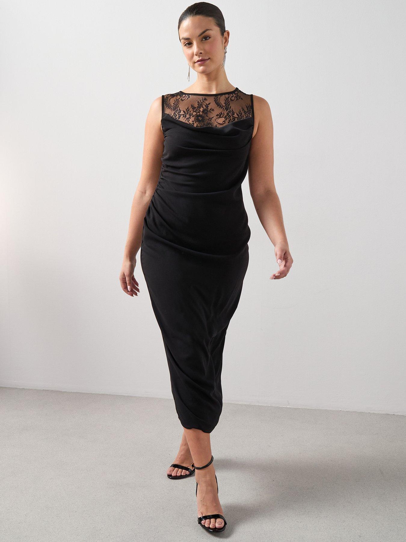 The Very Collection Curve Lace Neck Cowl Neck Midaxi Dress - Black