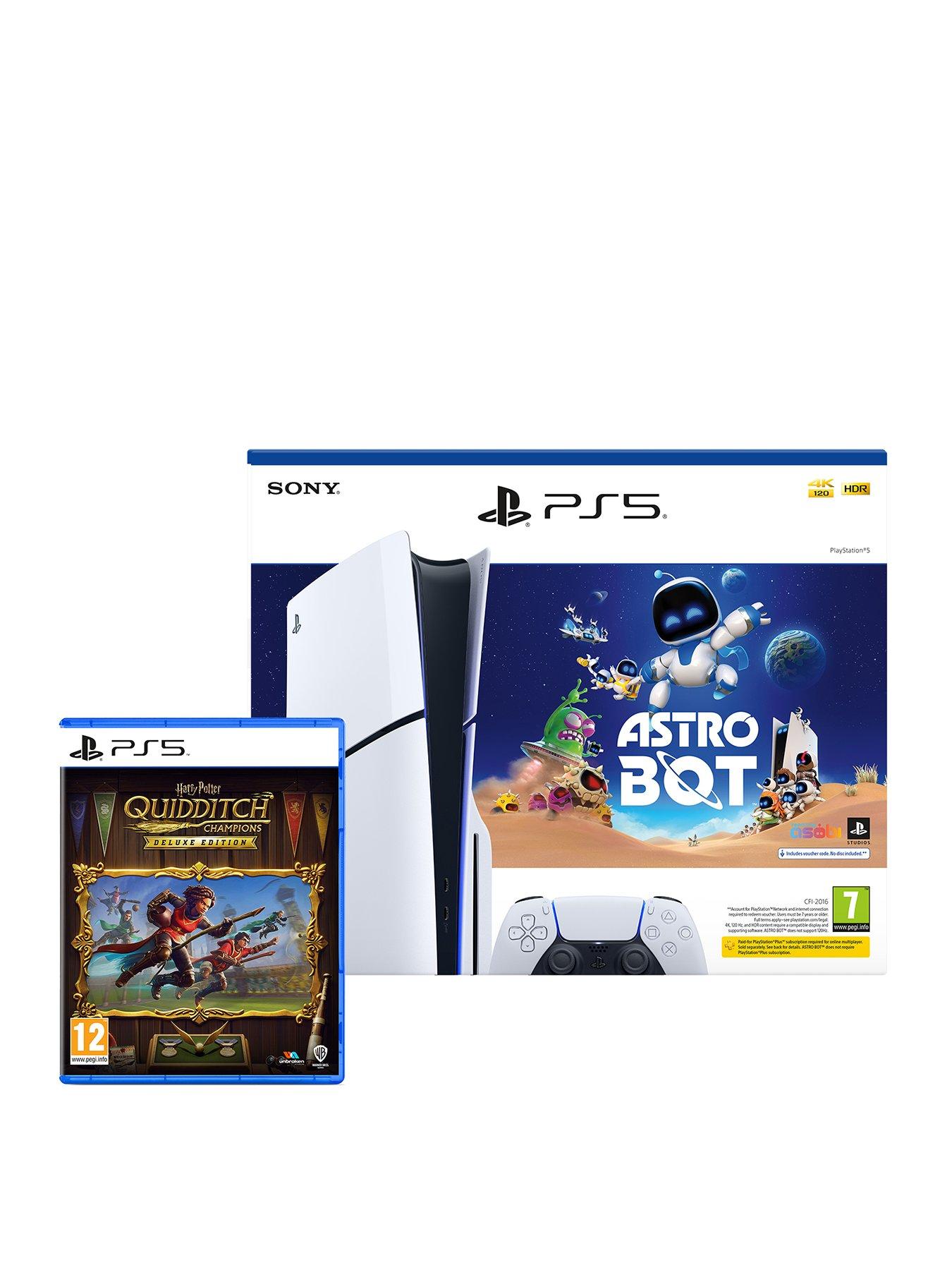 front image of playstation-5-disc-console-astro-bot-bundle-amp-harry-potter-quidditch-champions-deluxe-edition