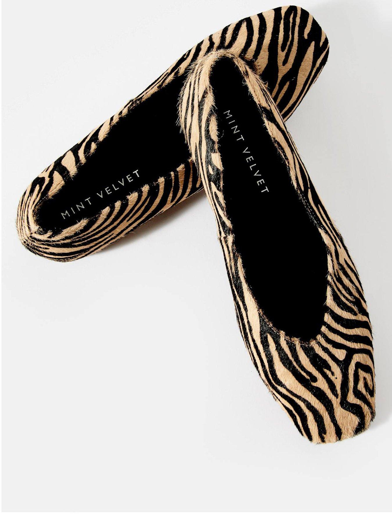  image of mint-velvet-codi-zebra-print-textured-flat-pumps-cream