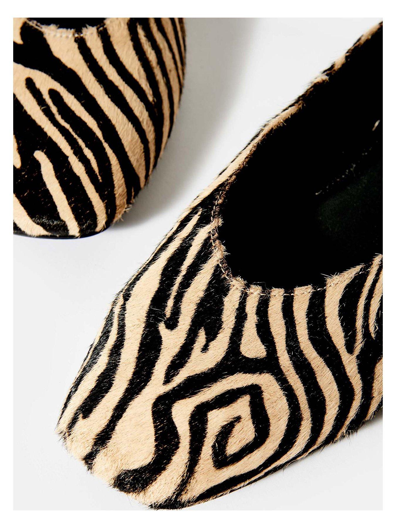  image of mint-velvet-codi-zebra-print-textured-flat-pumps-cream