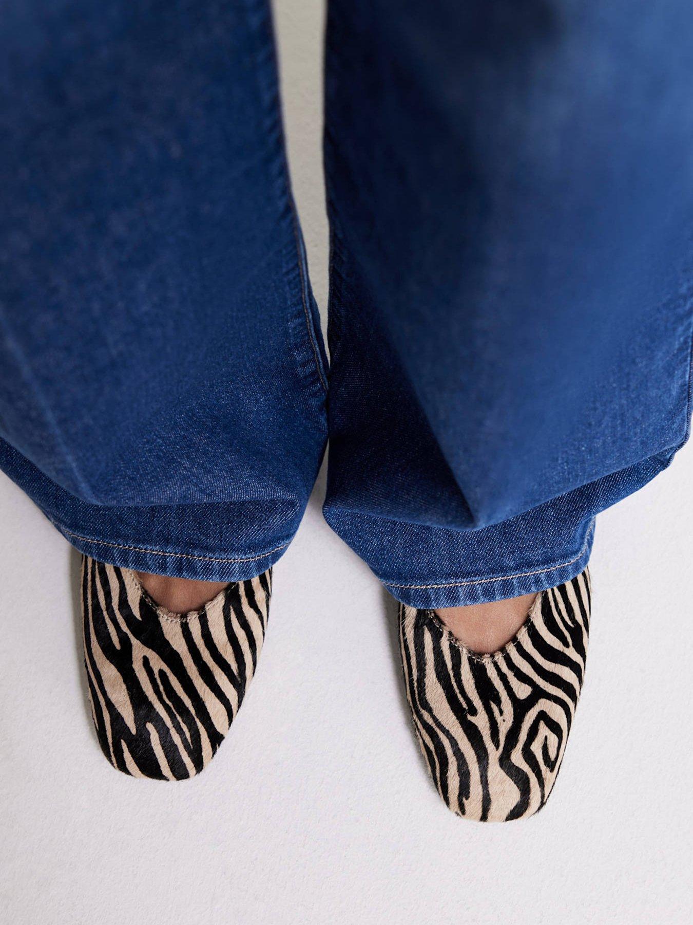  image of mint-velvet-codi-zebra-print-textured-flat-pumps-cream