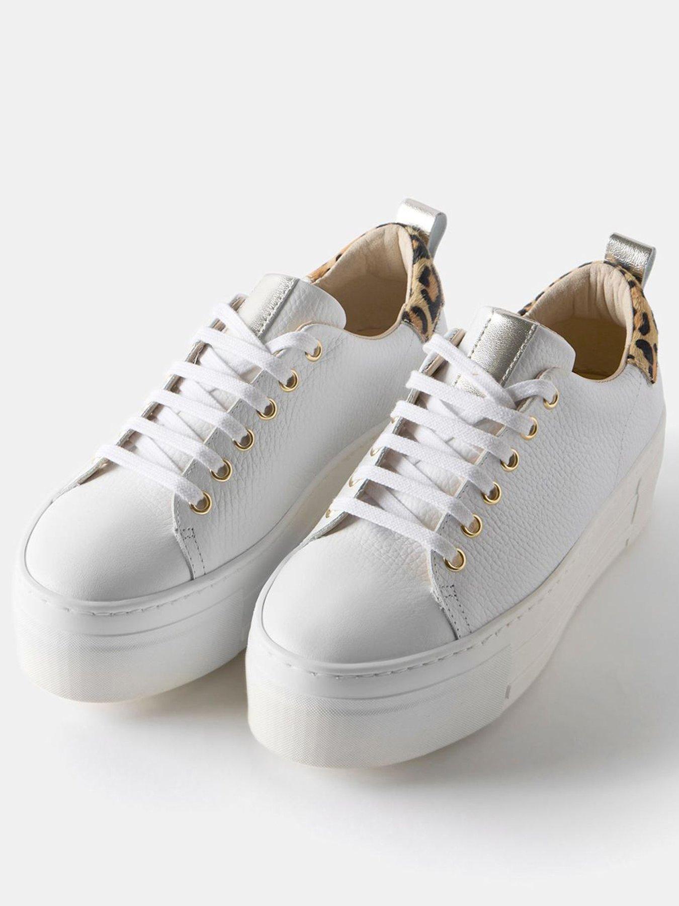 Image 2 of 5 of Mint Velvet Belle Platform Leopard Trainers - White