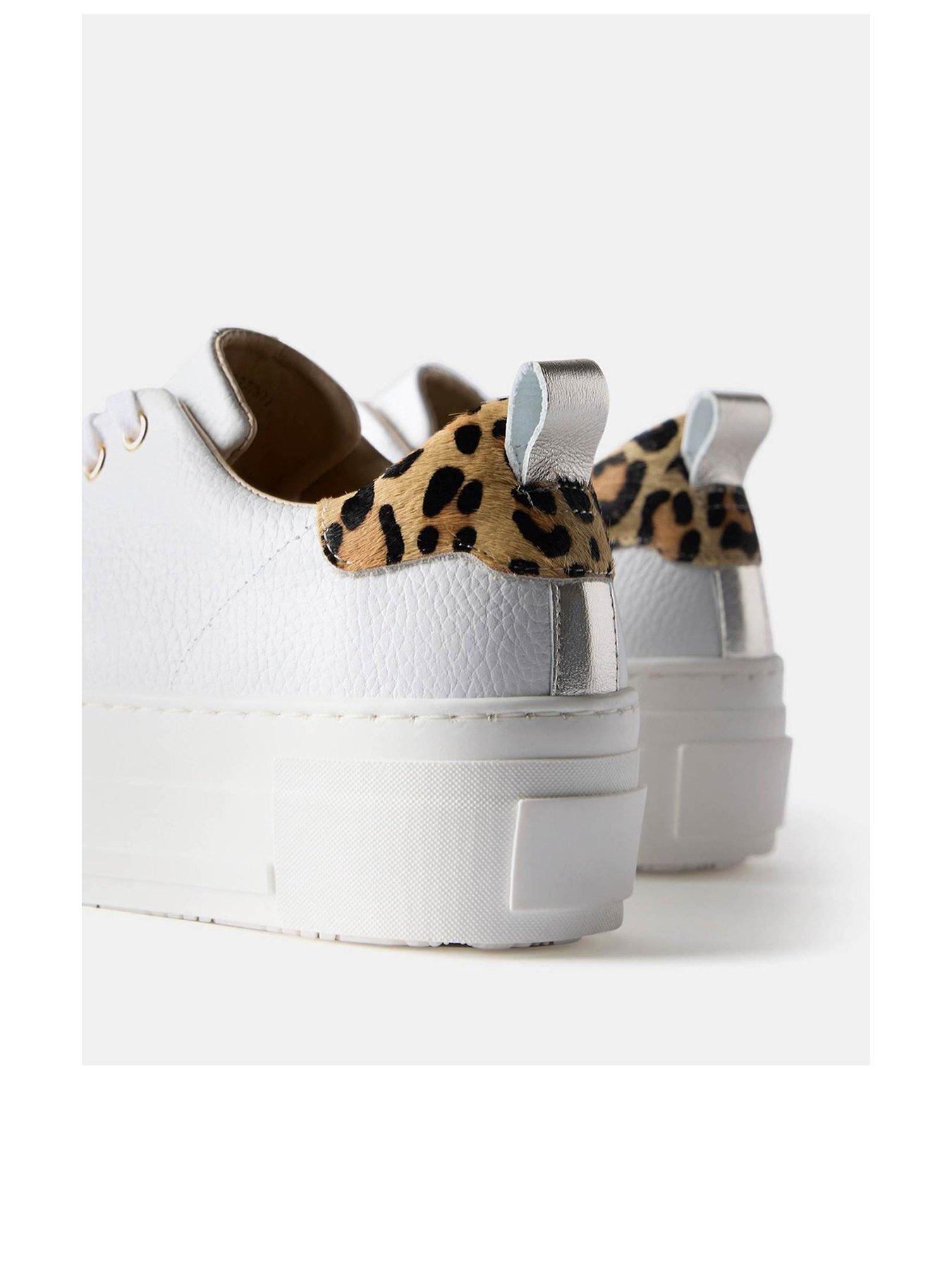 Image 3 of 5 of Mint Velvet Belle Platform Leopard Trainers - White