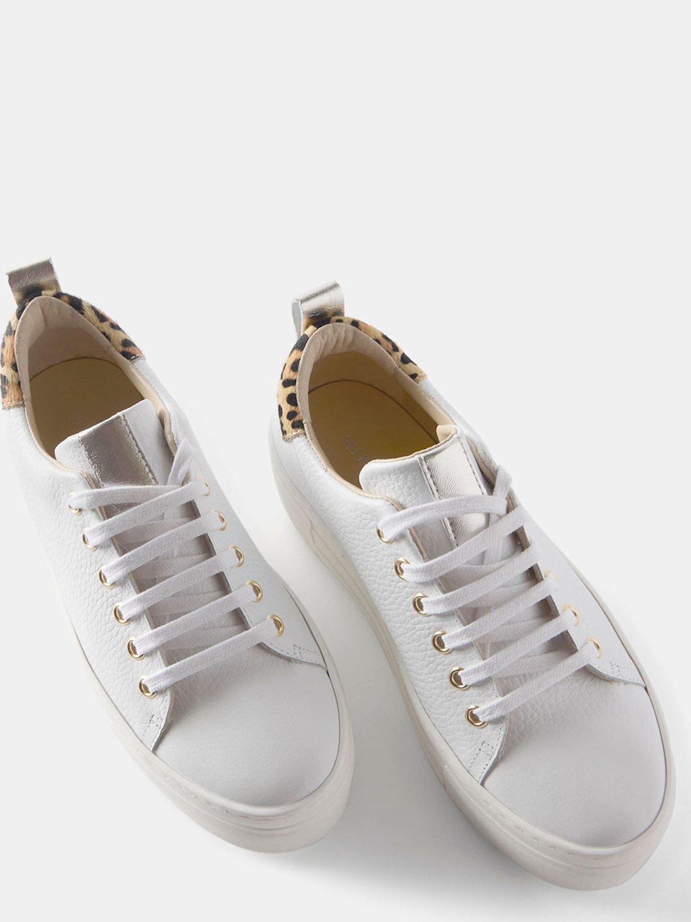 Image 4 of 5 of Mint Velvet Belle Platform Leopard Trainers - White
