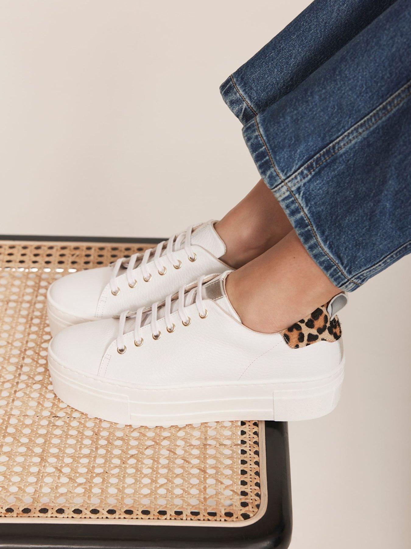 Image 5 of 5 of Mint Velvet Belle Platform Leopard Trainers - White