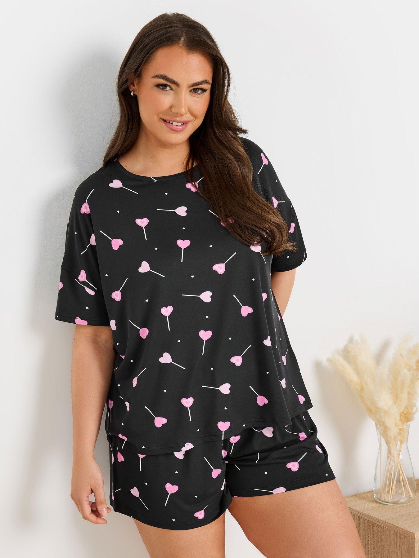 yours-curve-heart-lollipops-shorts-pj-set