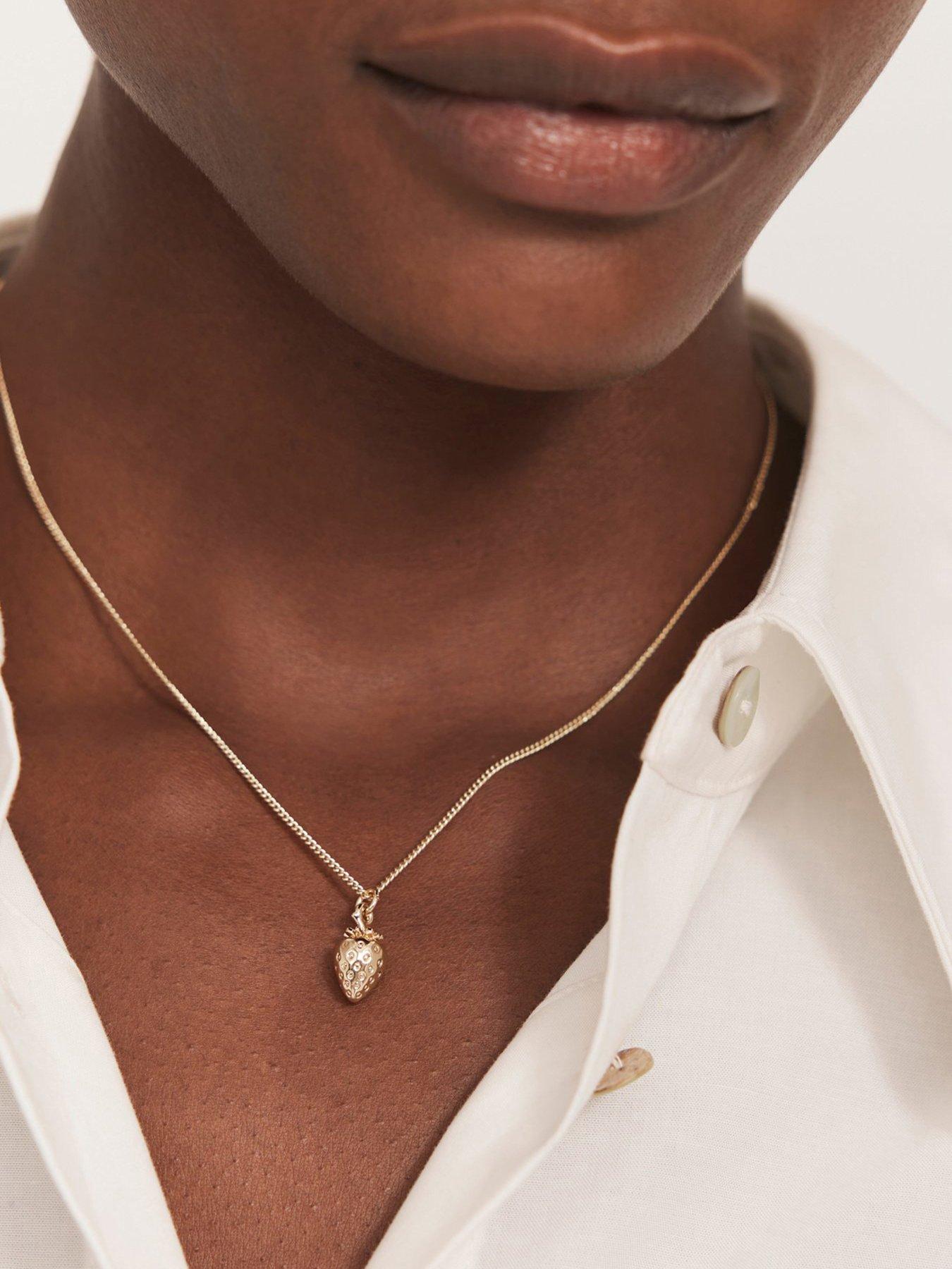  image of mint-velvet-gold-plated-strawberry-charm-necklace-gold