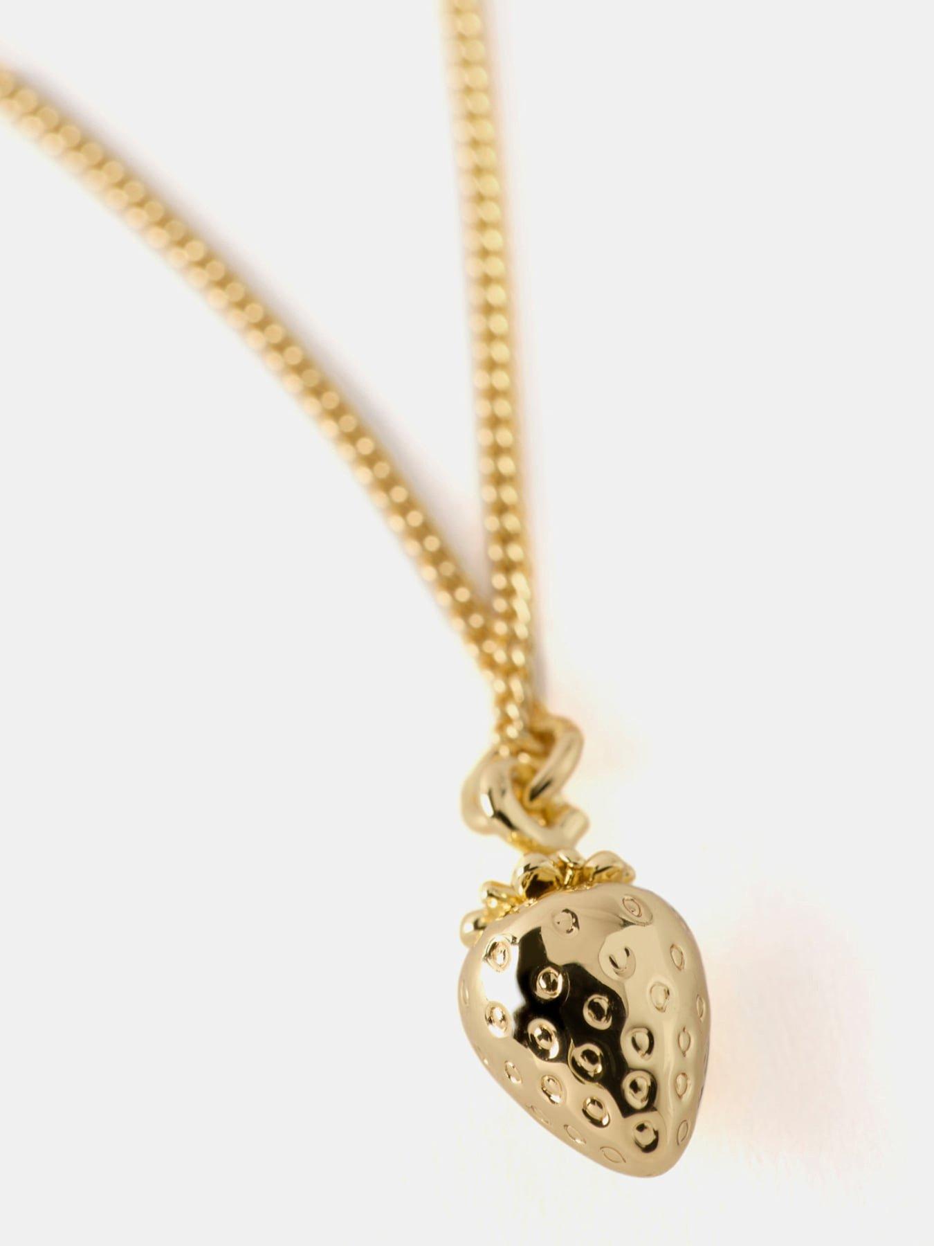  image of mint-velvet-gold-plated-strawberry-charm-necklace-gold