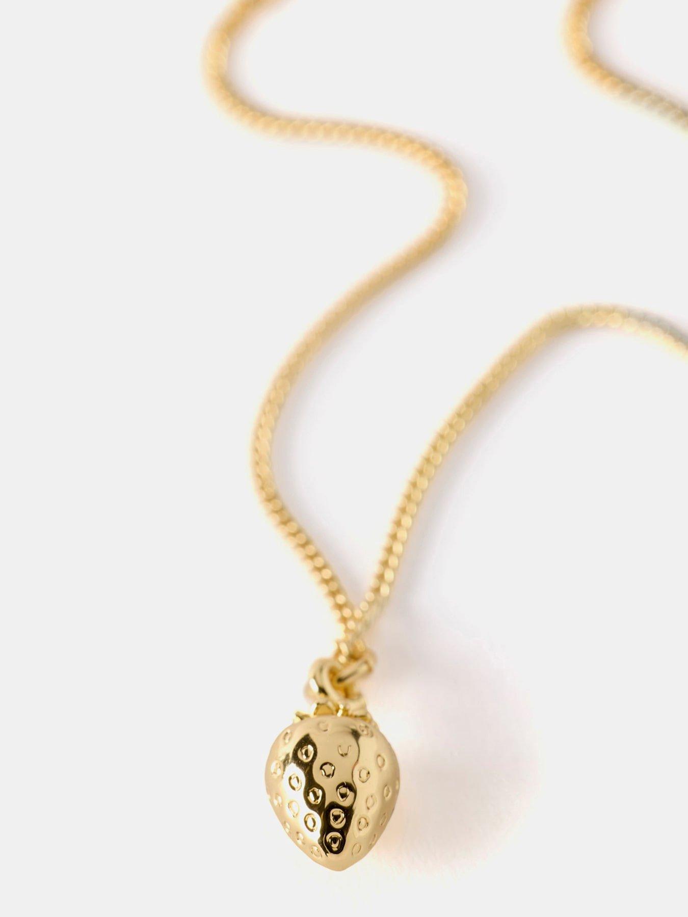  image of mint-velvet-gold-plated-strawberry-charm-necklace-gold