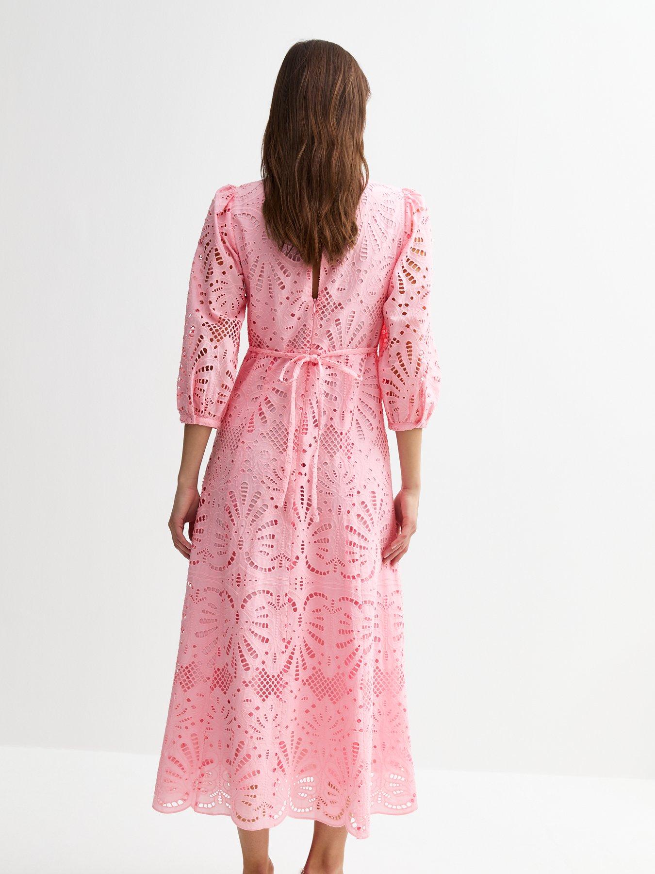 stillFront image of new-look-broderie-anglaise-midi-dress-pink