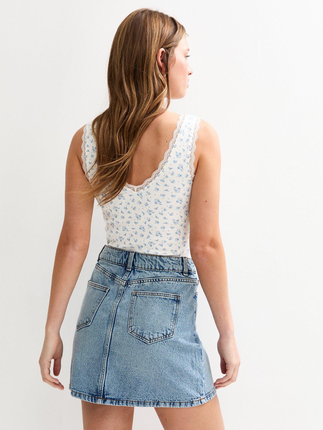 stillFront image of new-look-denim-a-line-skirt-light-blue