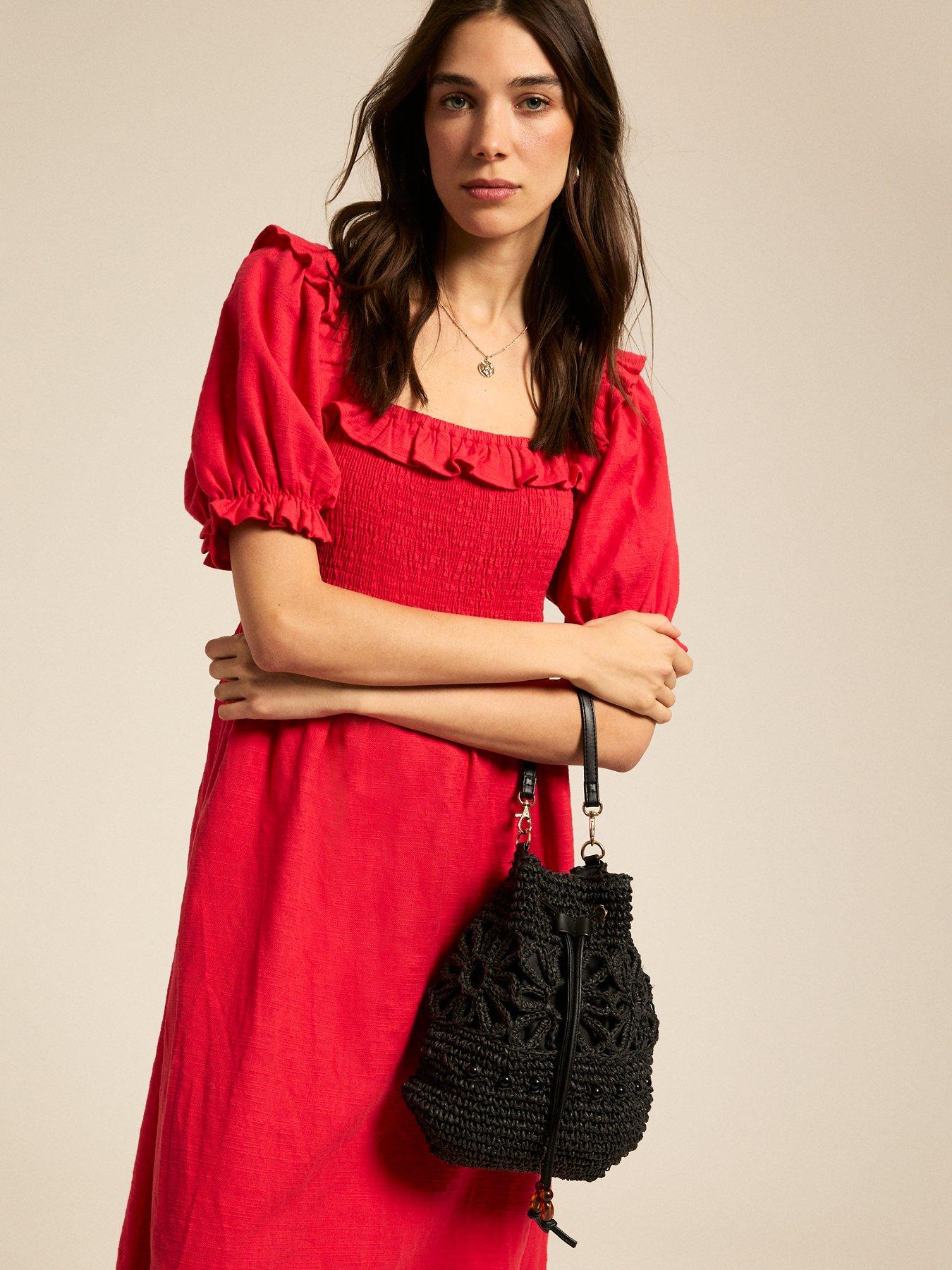 stillFront image of new-look-floral-woven-raffia-drawstring-bucket-bag-black