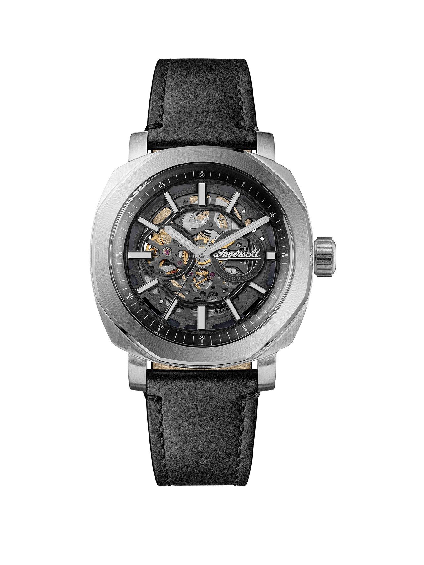 undefined Outrider Gents Automatic Watch, Black dial, Stainless Steel case and Black Leather Strap
