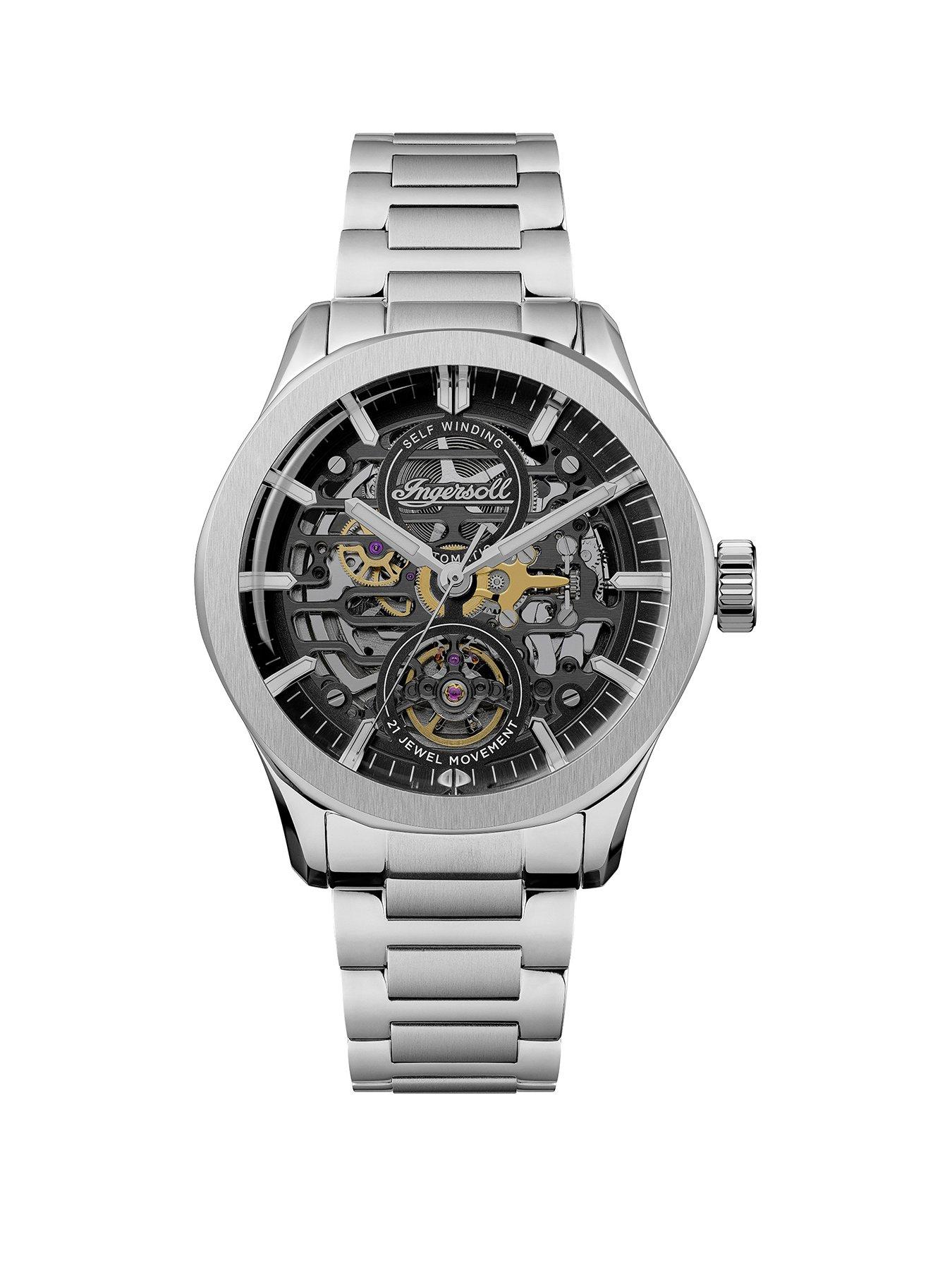 Ingersoll Bronc Automatic Gents Watch, Black dial with gold detail, Stainless Steel Case and Bracelet