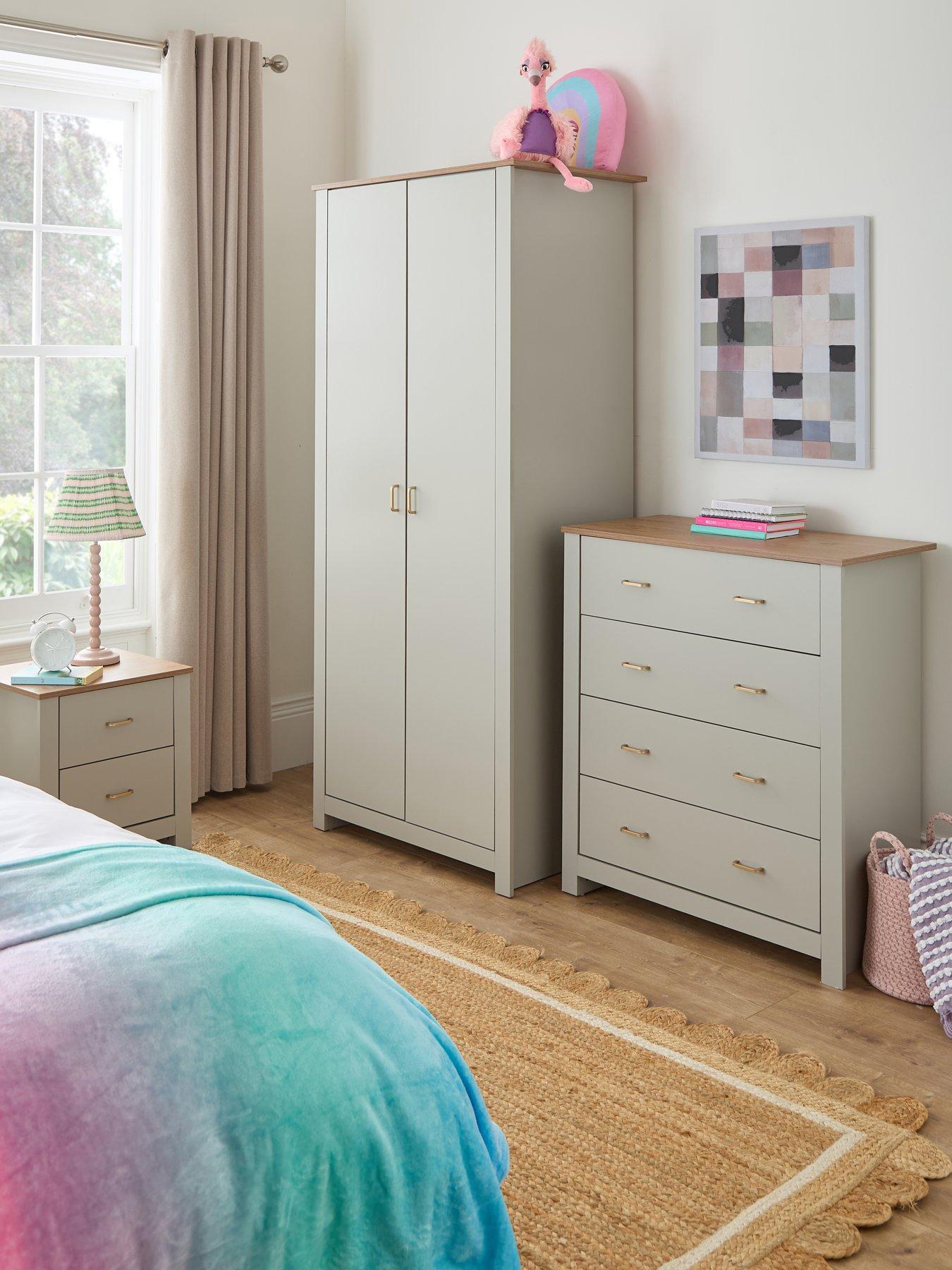 The Very Collection Daisy 3 Piece Kids Bedroom Furniture Package - 2 Door Wardrobe, 4 Drawer Chest and 2 Drawer Bedside Chest - FSC® Certified