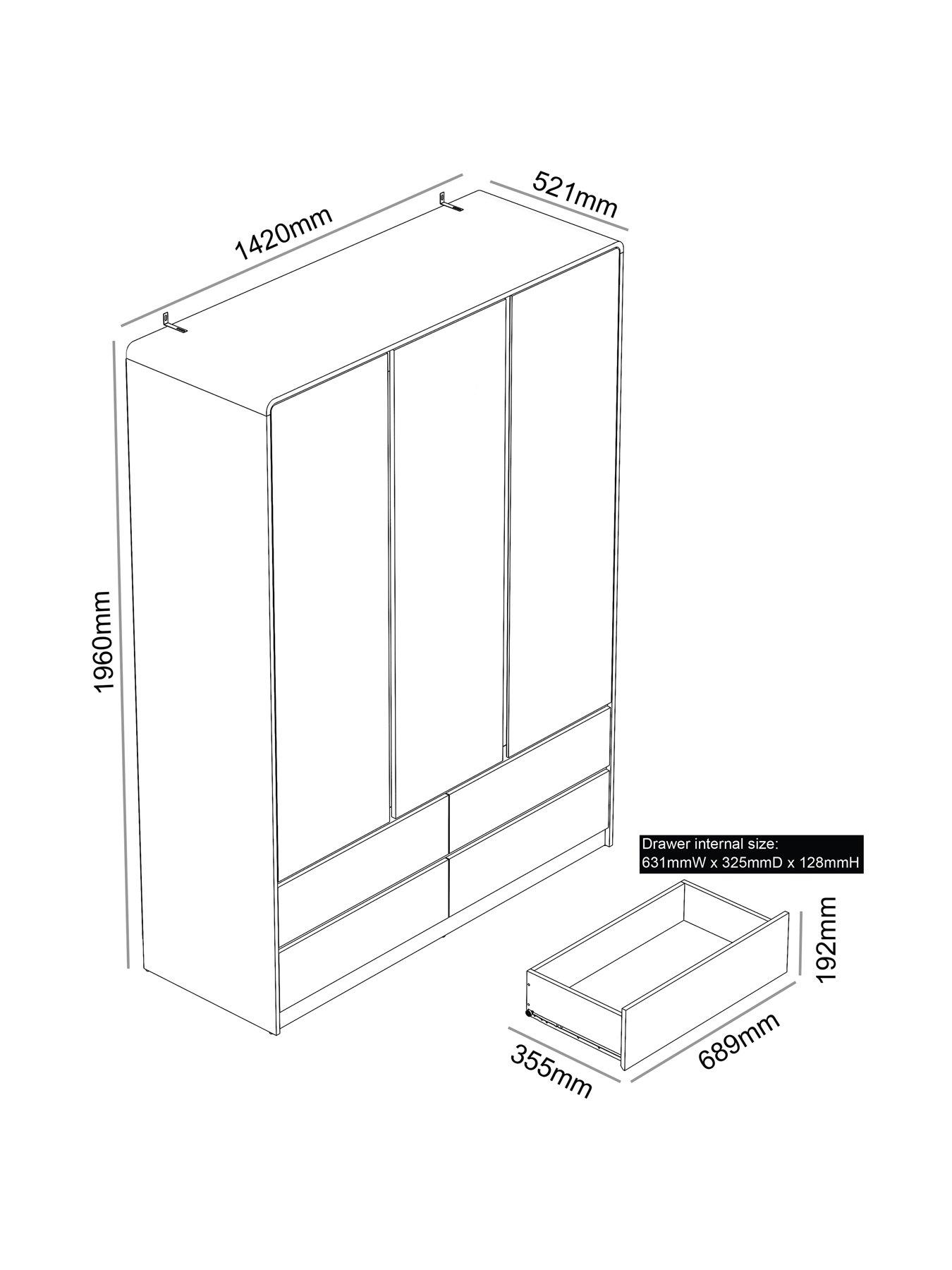 Image 7 of 7 of Very Home Bailey 3 Door 4 Drw Wardrobe - FSC&reg; Certified