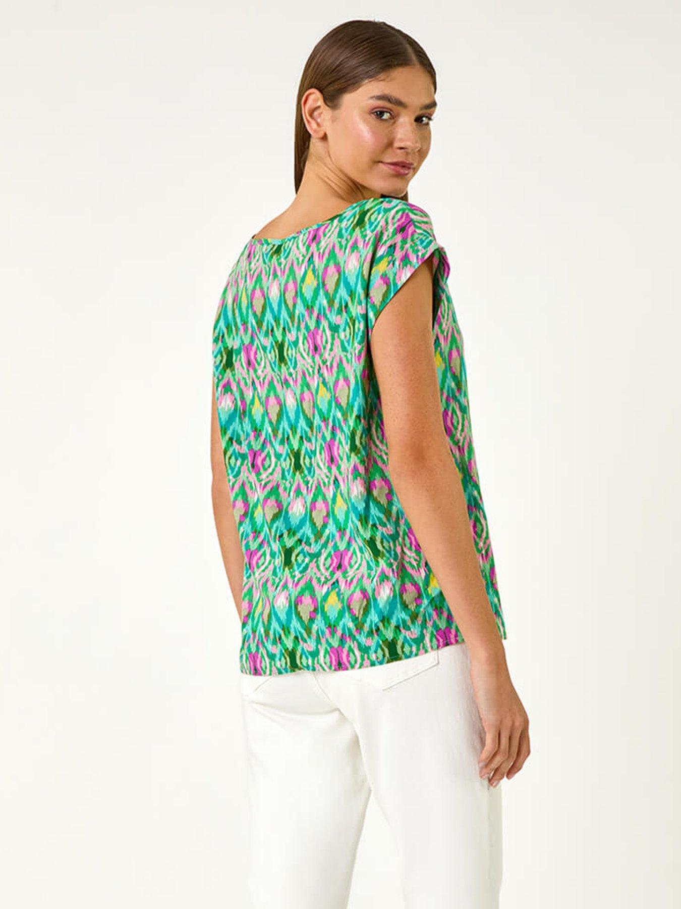  image of roman-abstract-print-shell-top-green