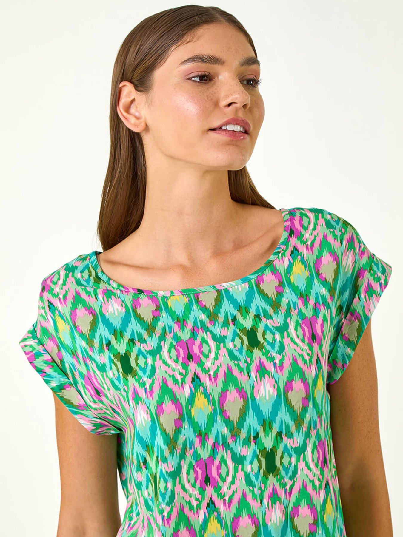  image of roman-abstract-print-shell-top-green