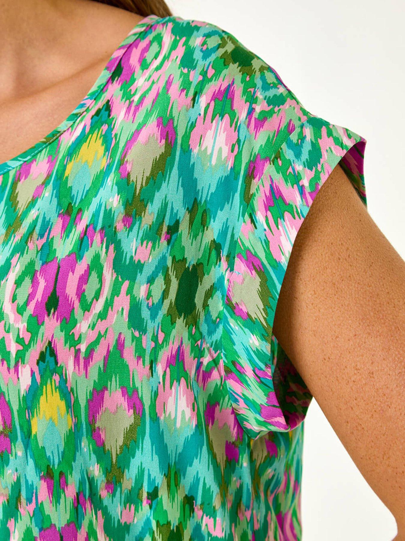  image of roman-abstract-print-shell-top-green