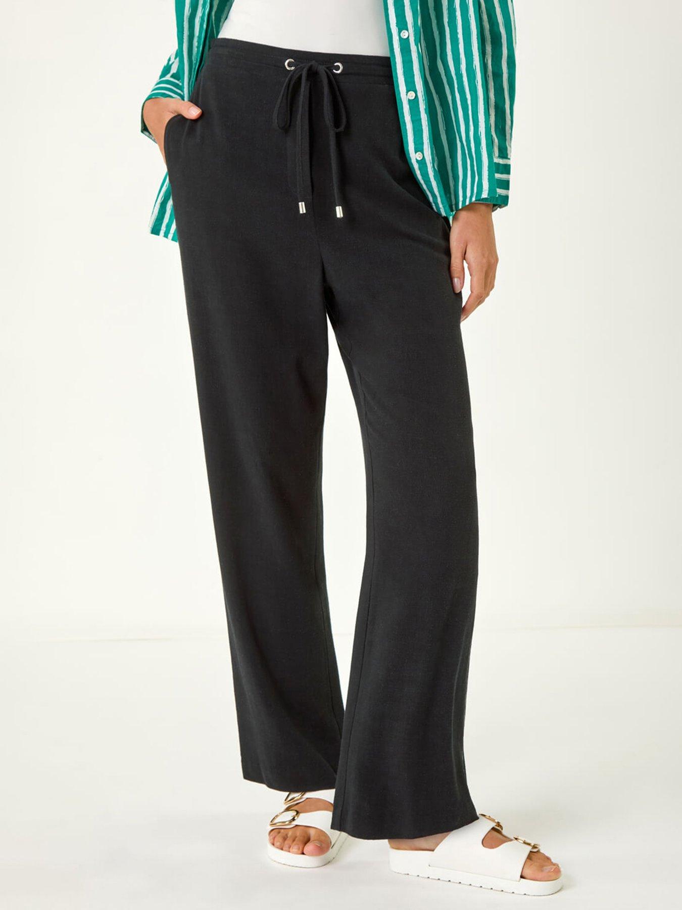 undefined Full Length Linen Trousers - Black