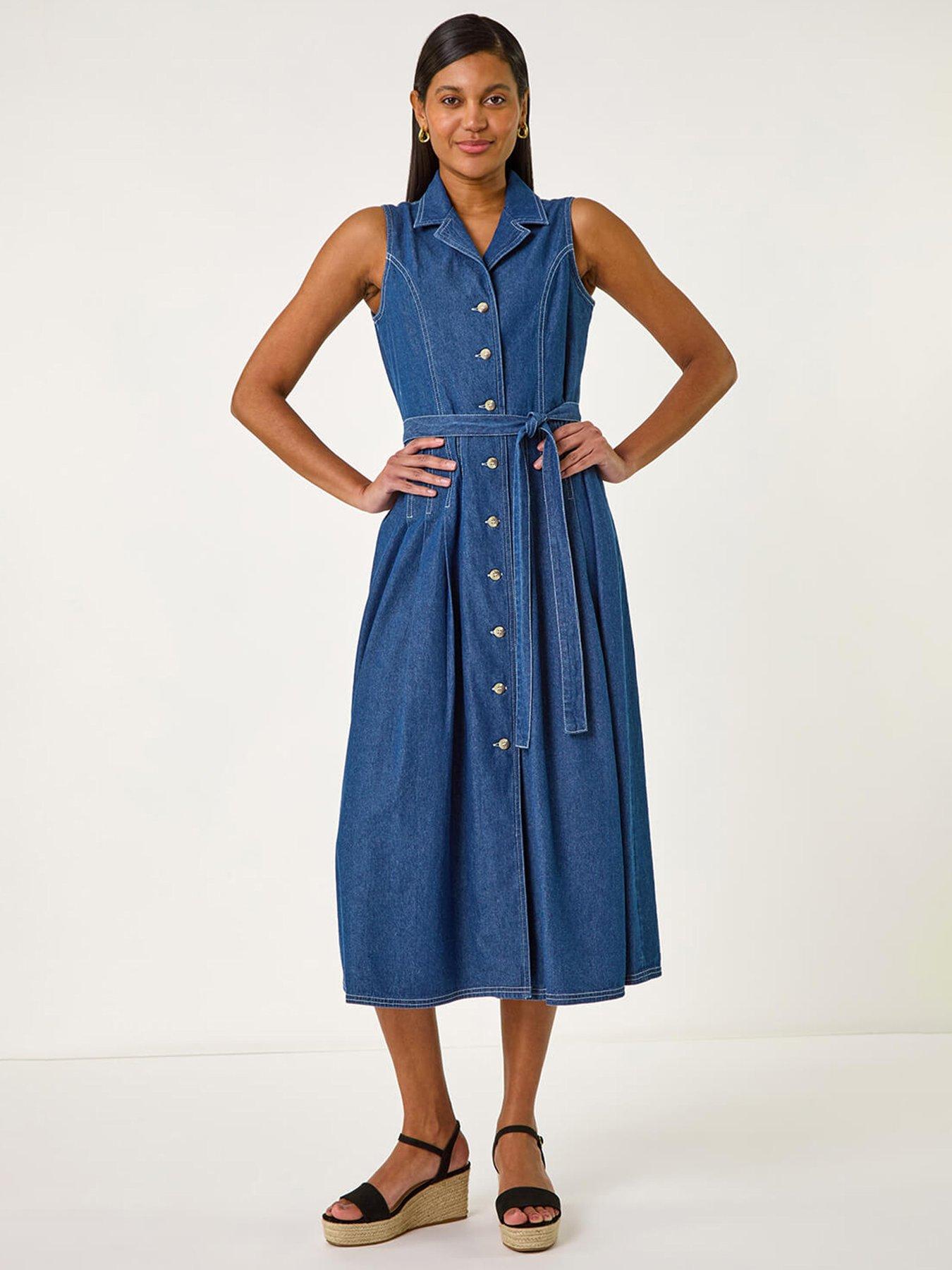 roman-denim-button-through-midi-dress-blue
