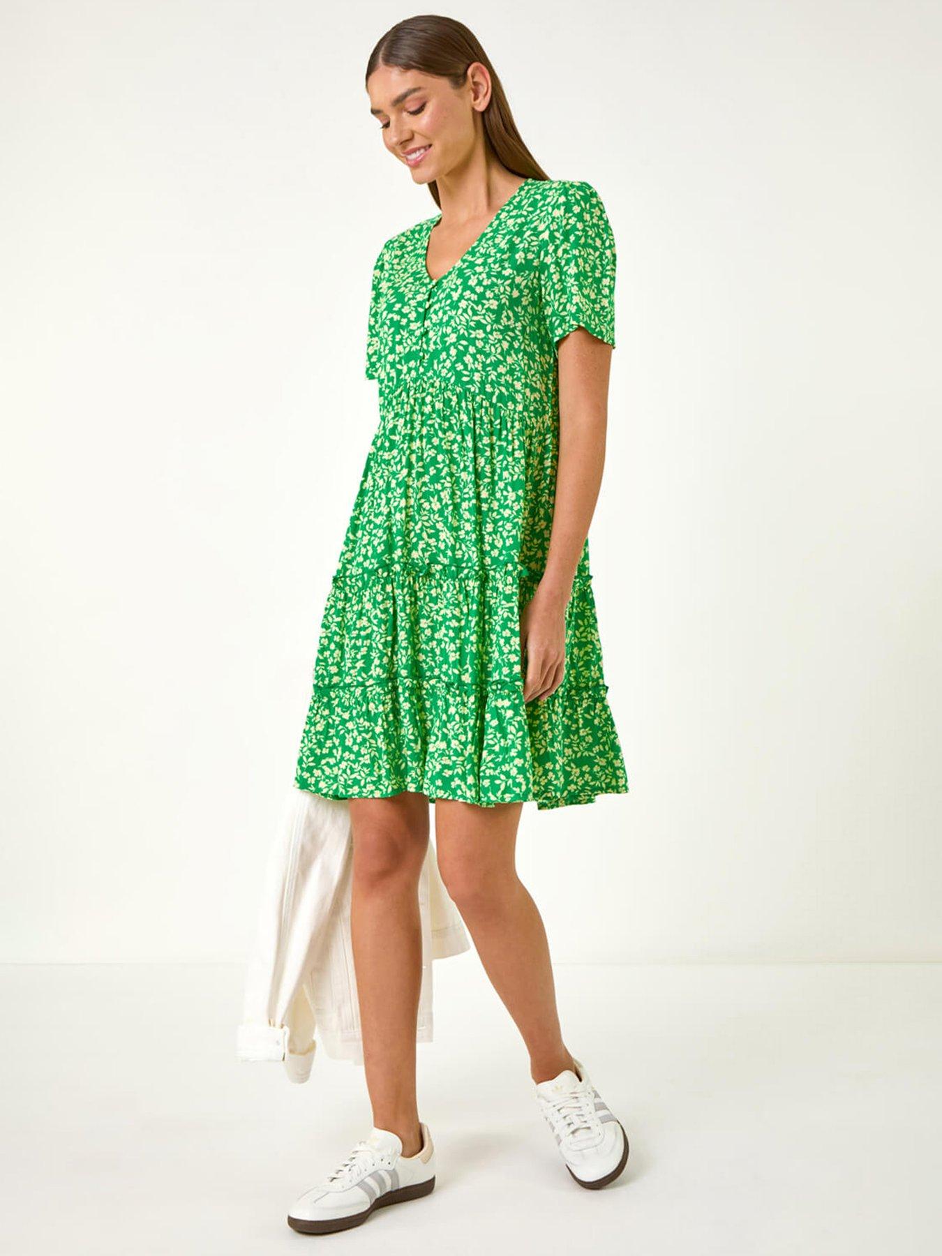 roman-floral-short-tea-dress-green