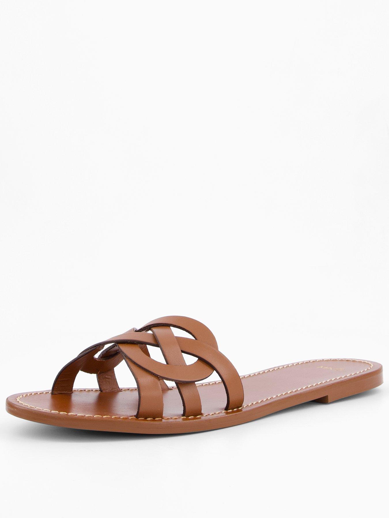 mango-leather-sandals-with-intertwined-strap-brown