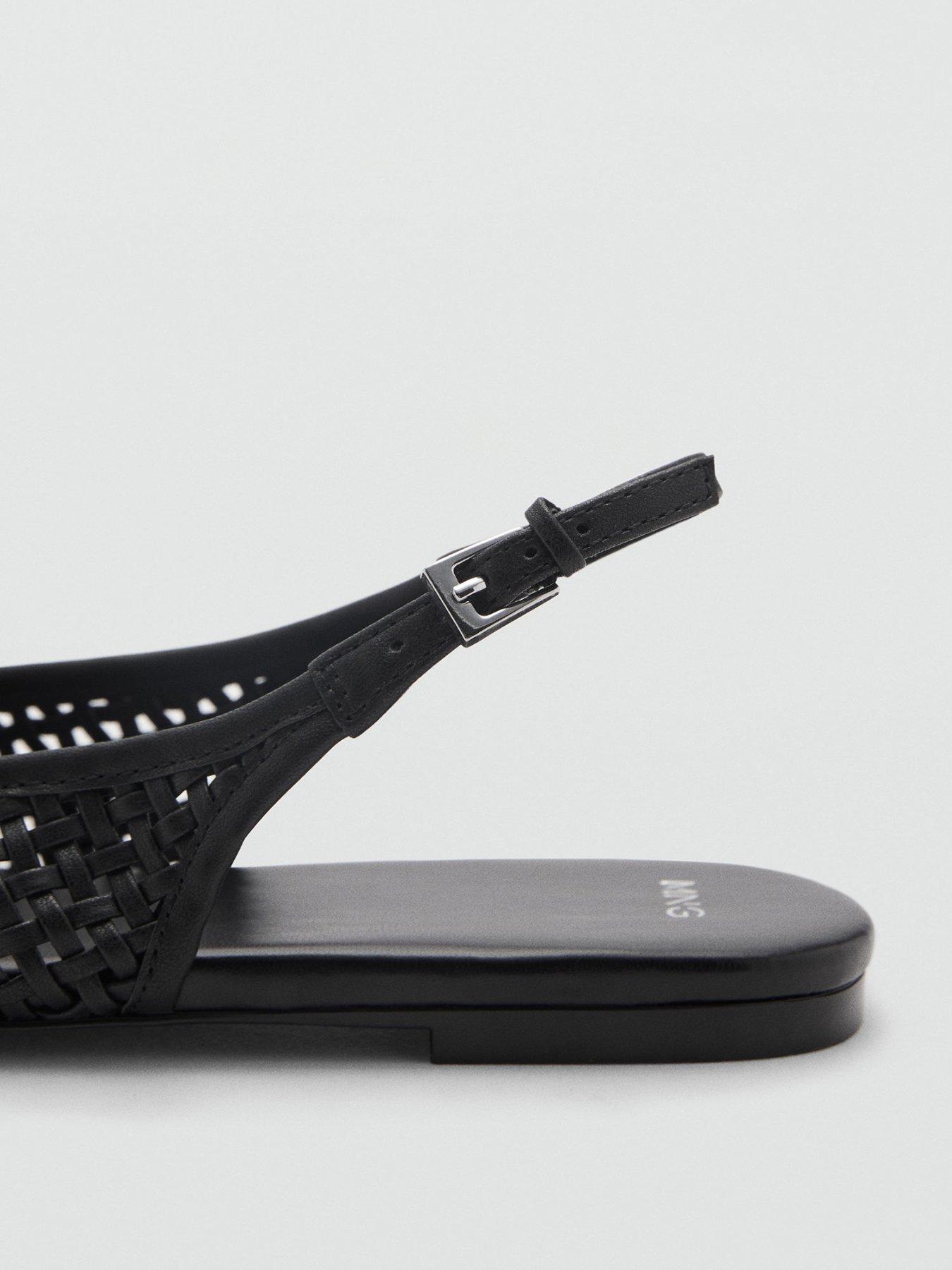  image of mango-braided-leather-effect-shoe-black