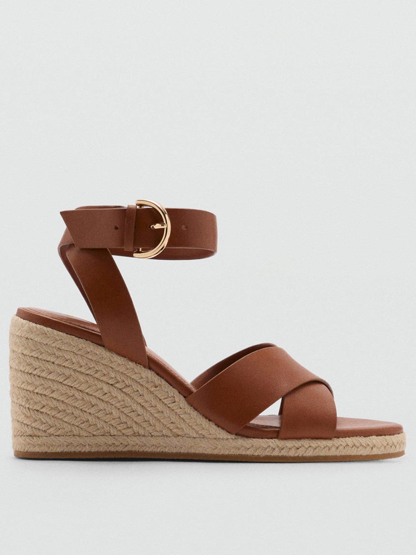 mango-wedge-sandal-with-crisscross-straps-brown