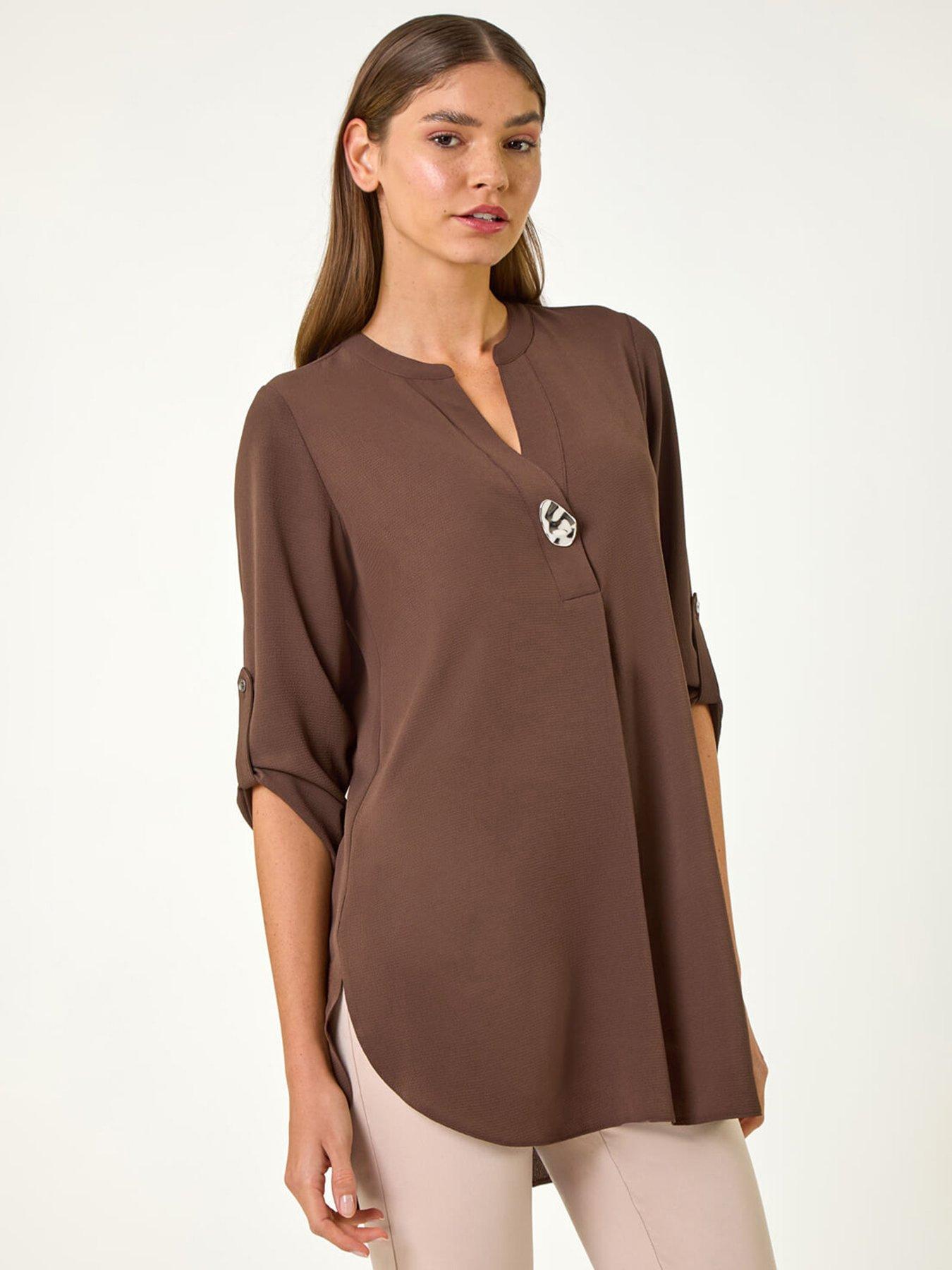 roman-button-detail-longline-blouse-brown