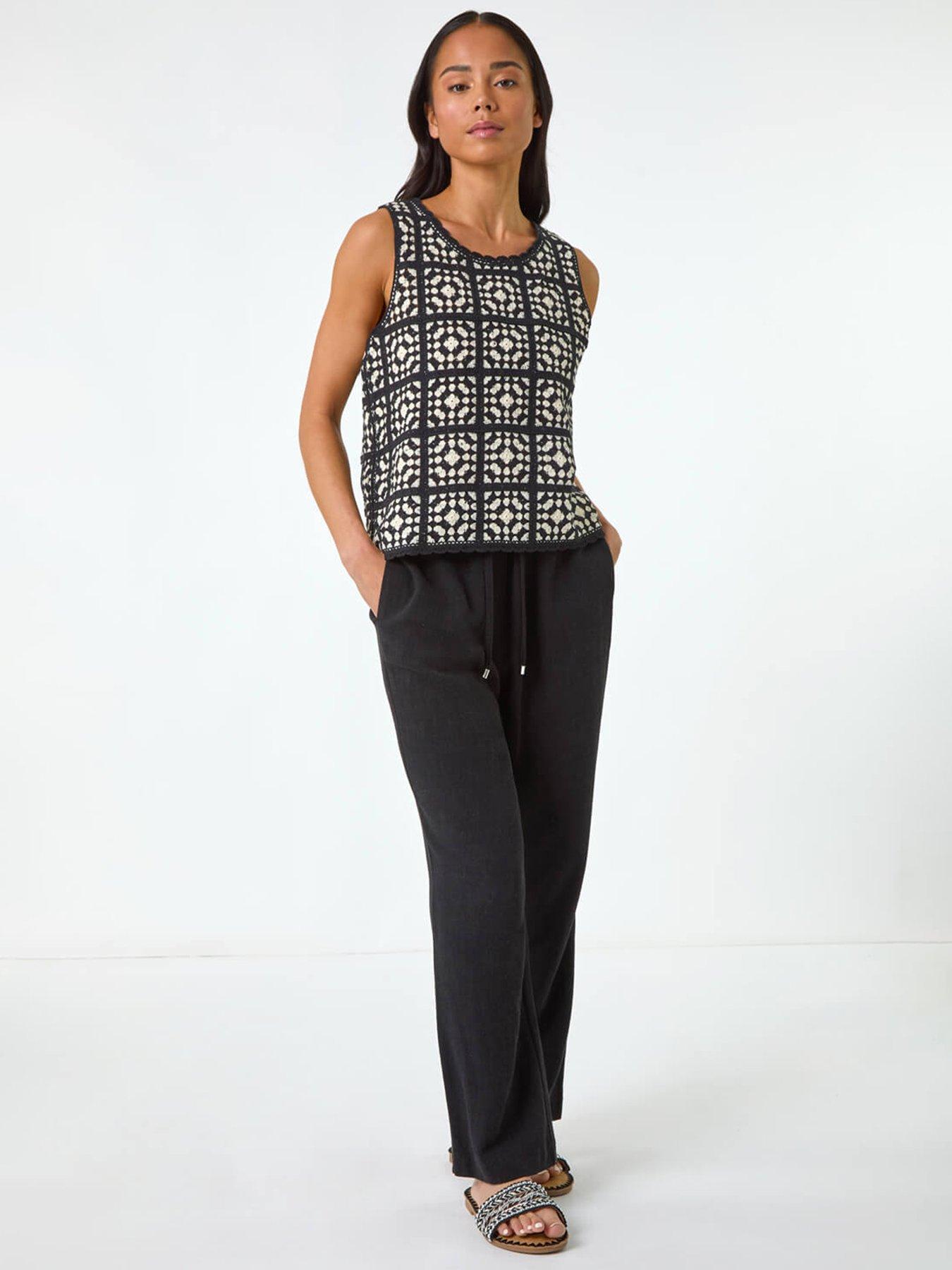 Image 3 of 5 of Roman Petite Crochet Patchwork Top - Black
