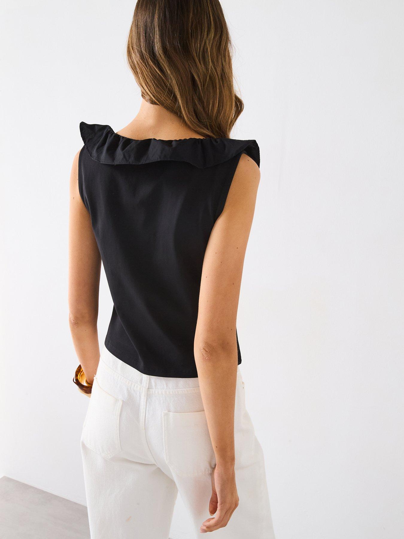  image of mango-cotton-top-with-ruffles-black