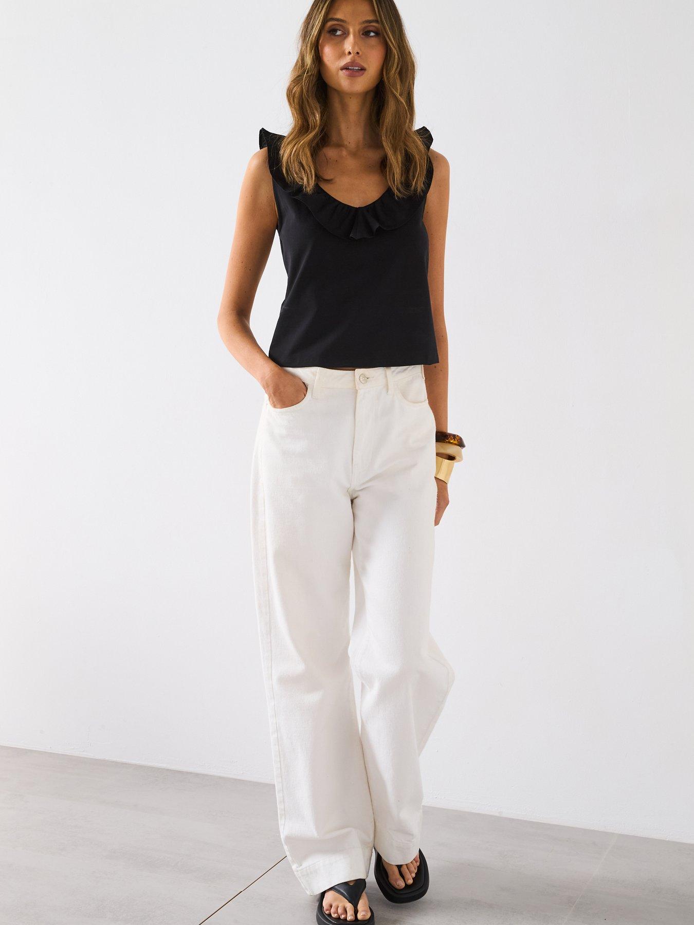  image of mango-cotton-top-with-ruffles-black