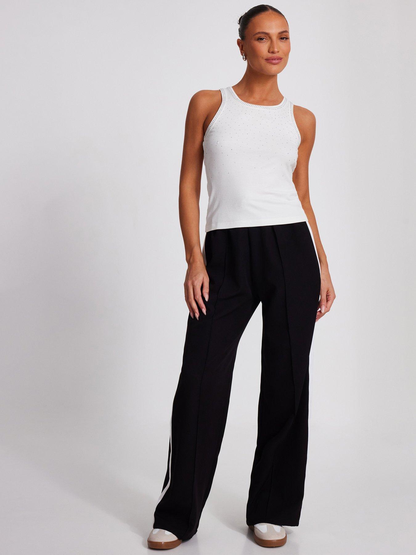 undefined Black Contrast Striped Trousers