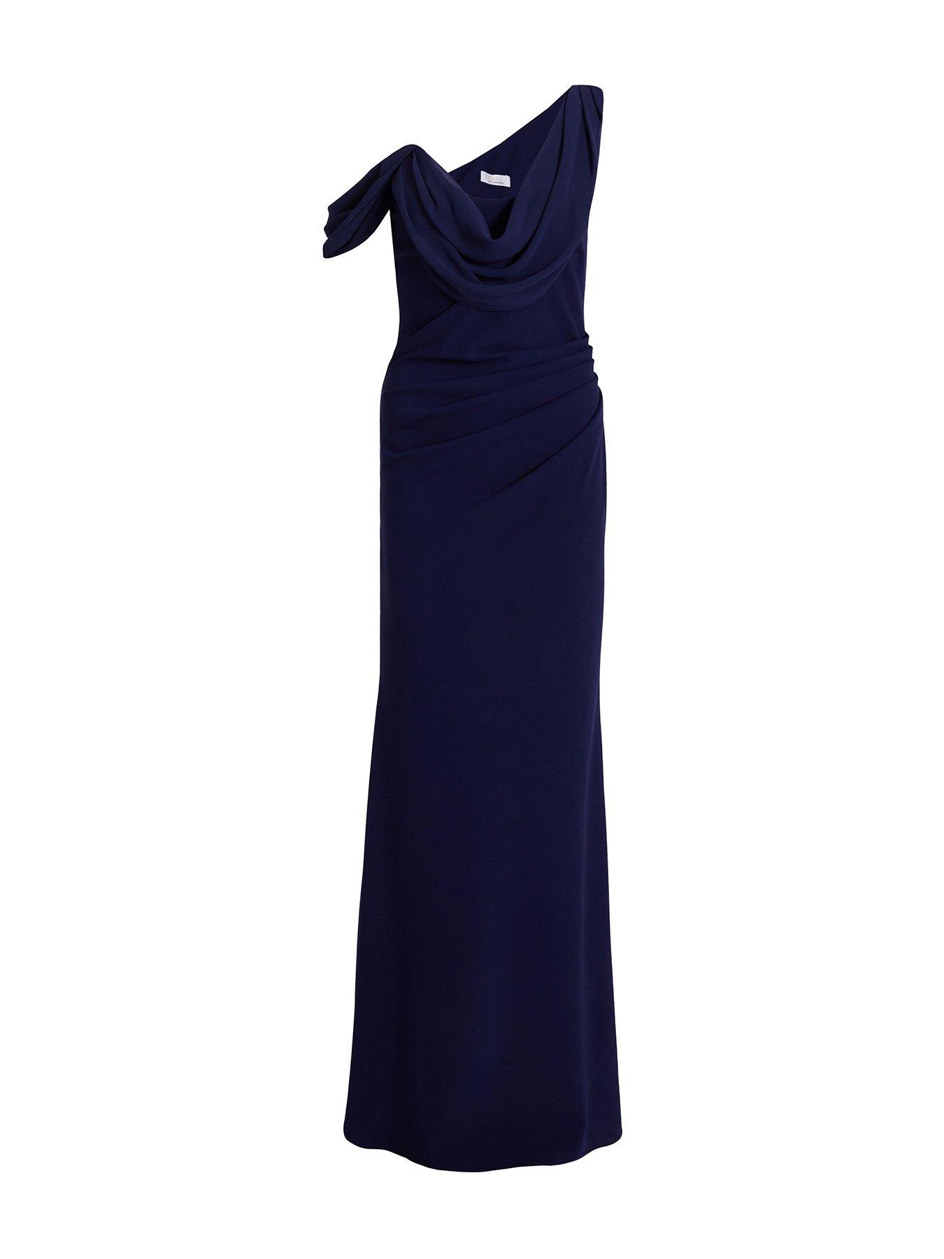  image of quiz-petite-navy-asymmetric-maxi-dress