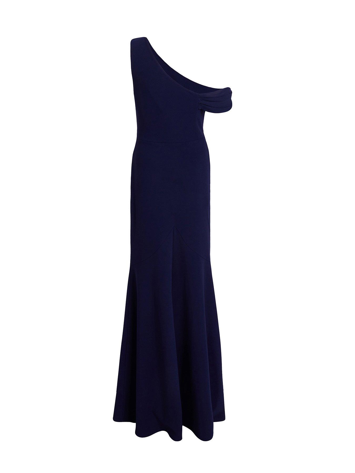  image of quiz-petite-navy-asymmetric-maxi-dress
