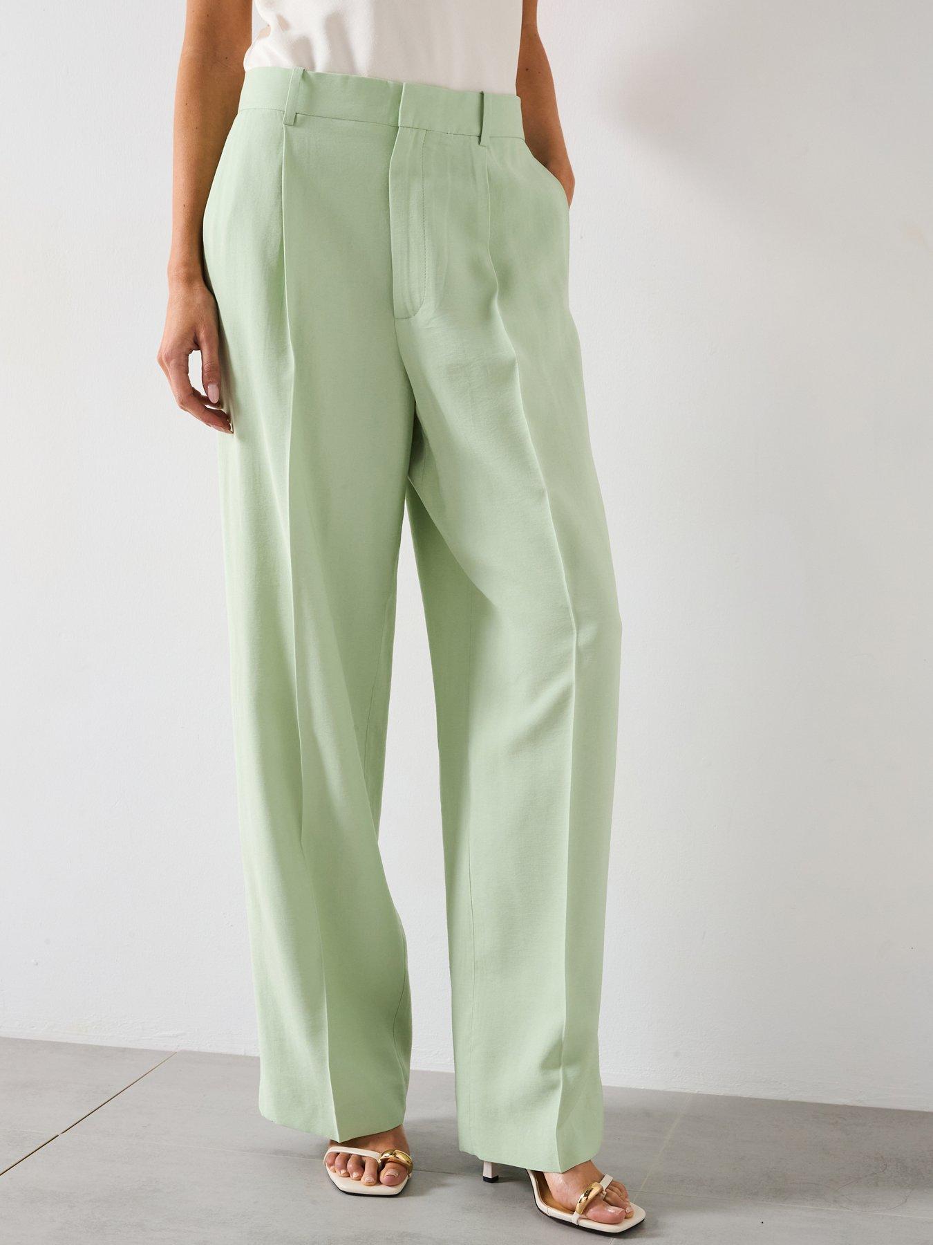 Mango Straight-Fit Suit Trousers - Green