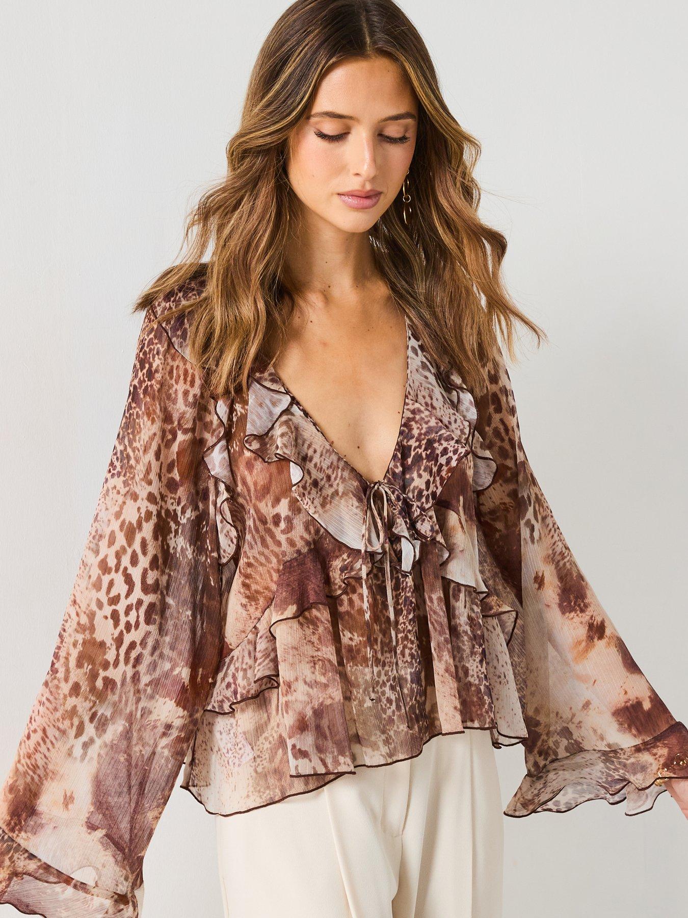  image of mango-blouse-butcher-brown