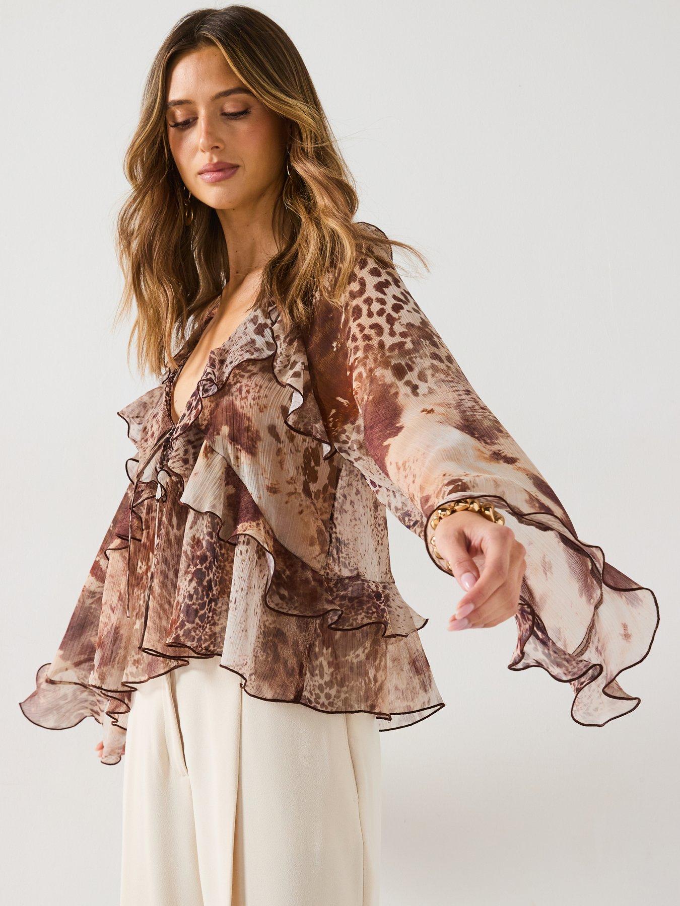  image of mango-blouse-butcher-brown