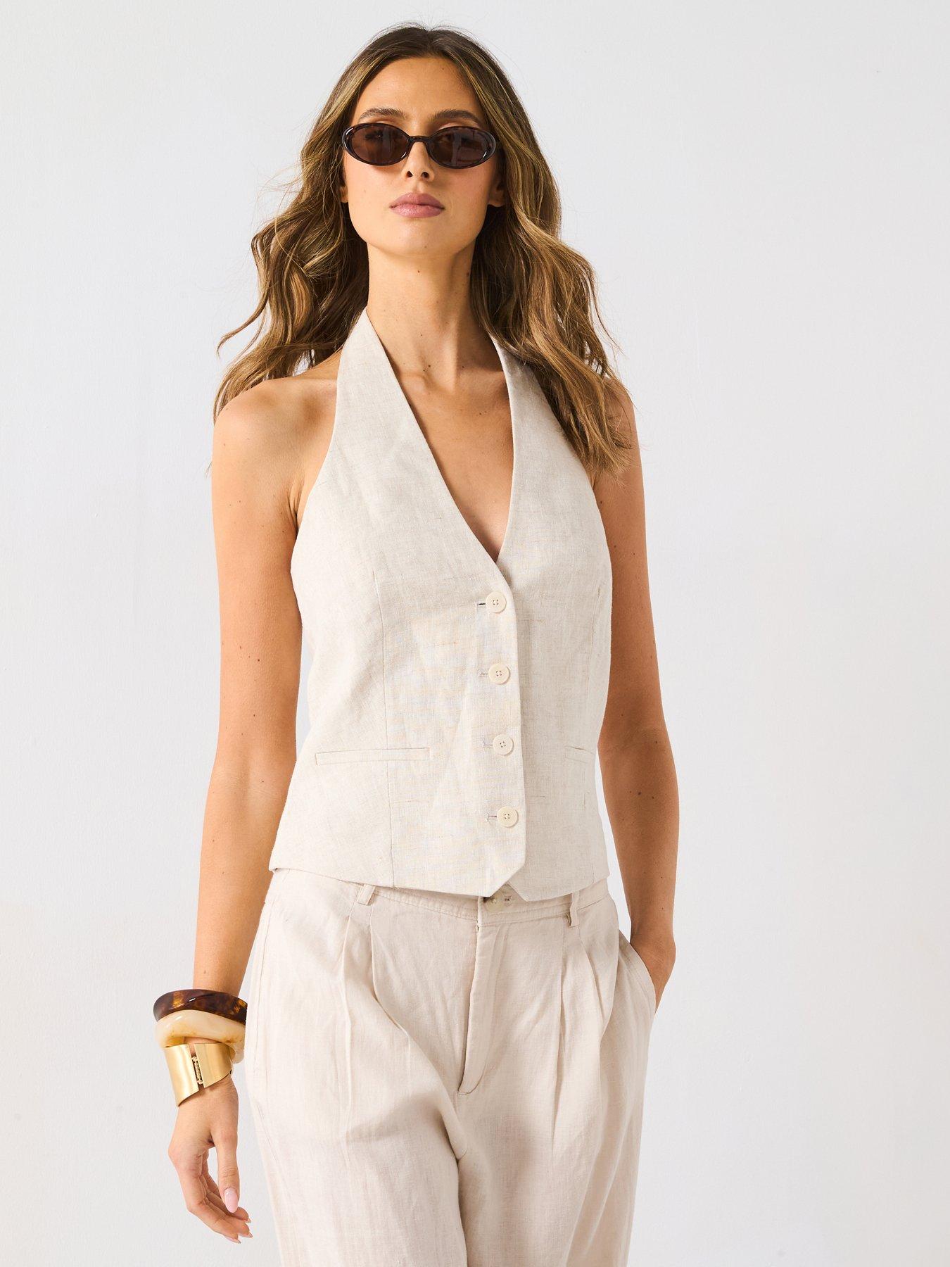 mango-linen-suit-waistcoat-brown