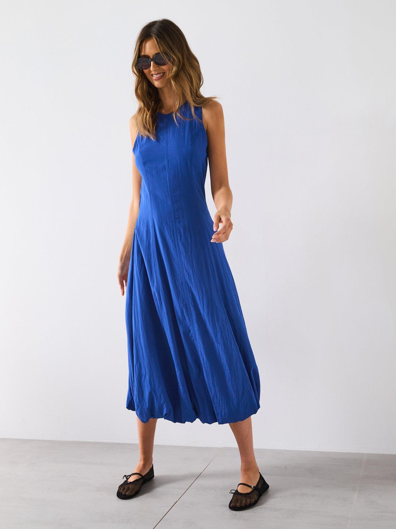 mango blue midi dress Ruched midi dress - Women